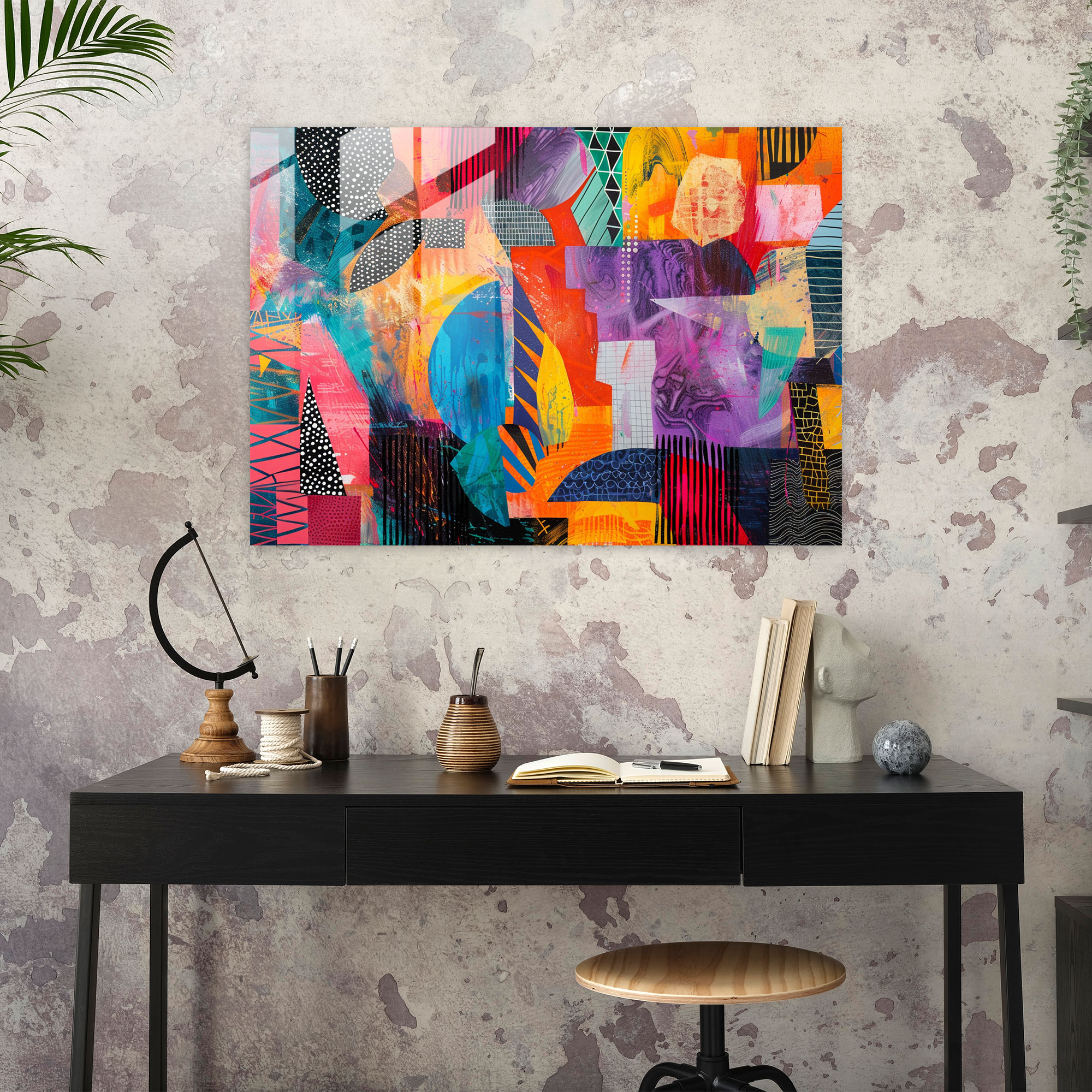 Playful Colors Glass Wall Decoration - Abstract Art, Abstract Art, Home Decoration, Glass Wall Art