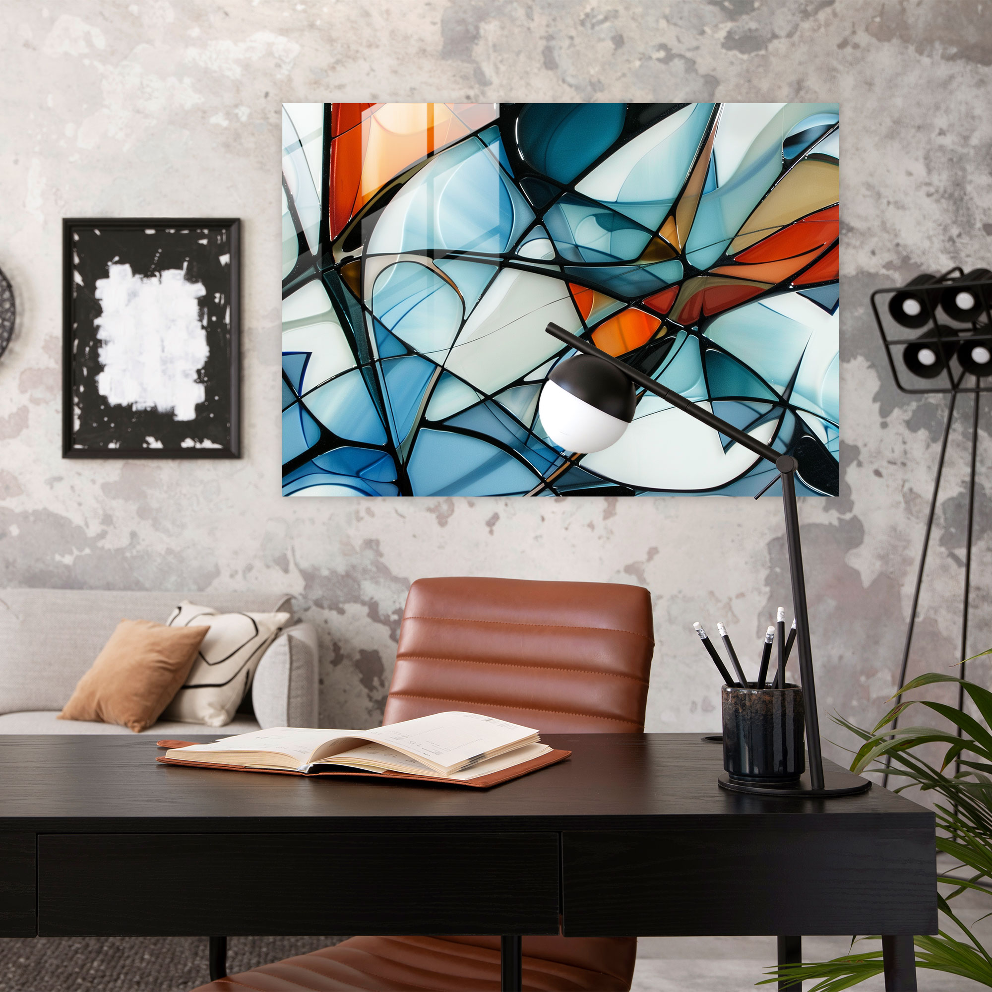 Cool Tones Abstract Glass Print - Abstract Art, Glass Print, Abstract Art, Modern Art