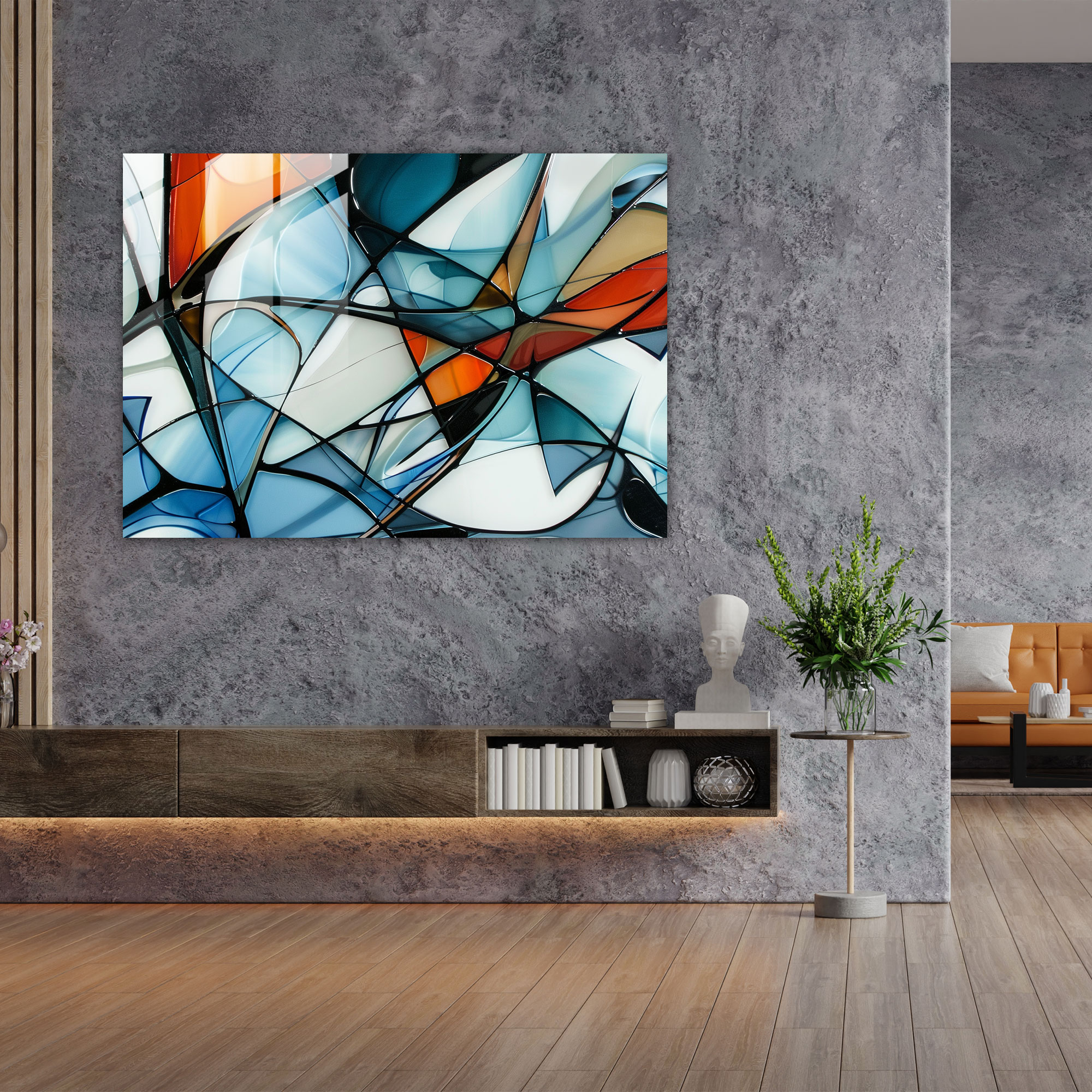 Cool Tones Abstract Glass Print - Abstract Art, Glass Print, Abstract Art, Modern Art