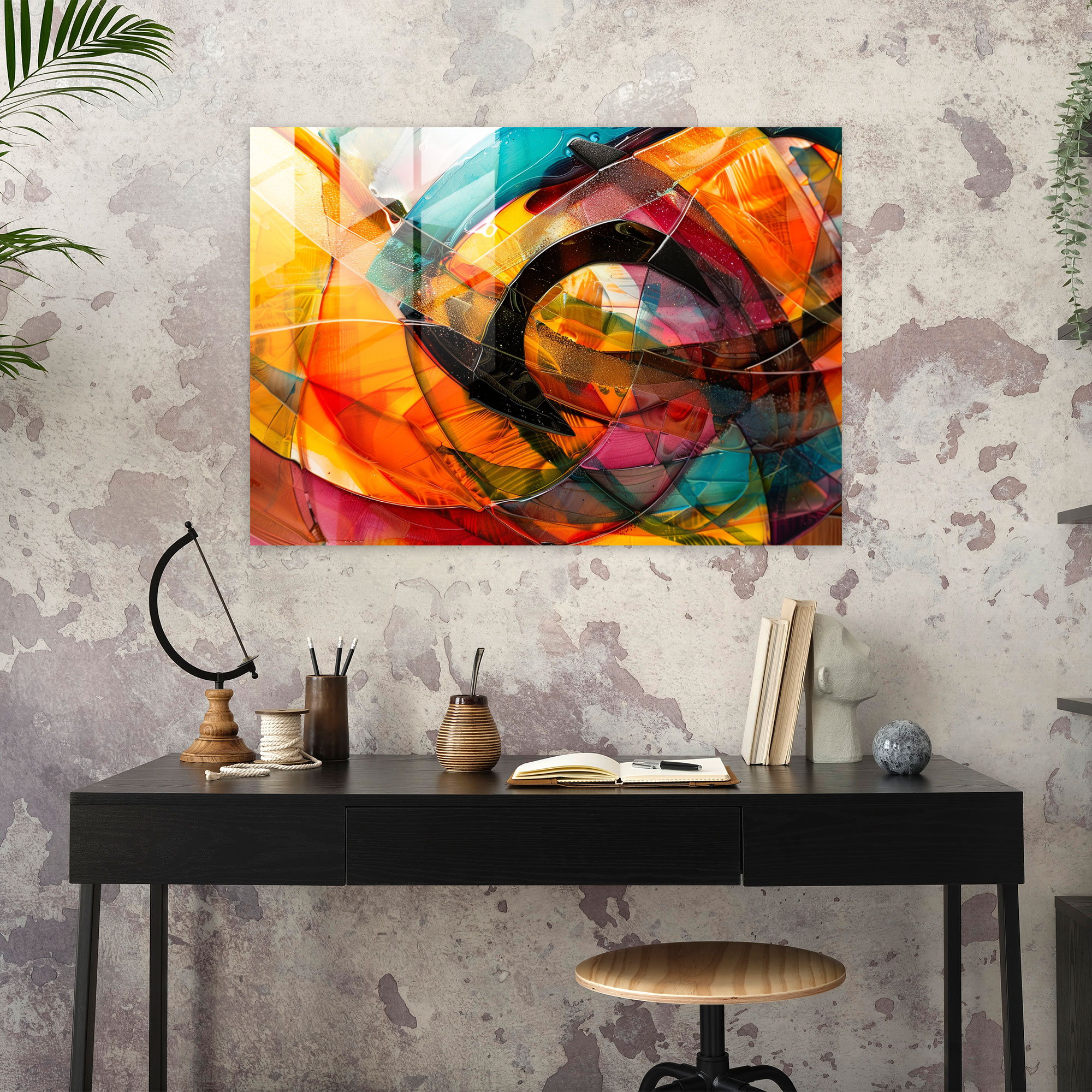 Dynamic Colors Glass Wall Art - Abstract Art, Glass Wall Art, Modern Art, Wall Decoration