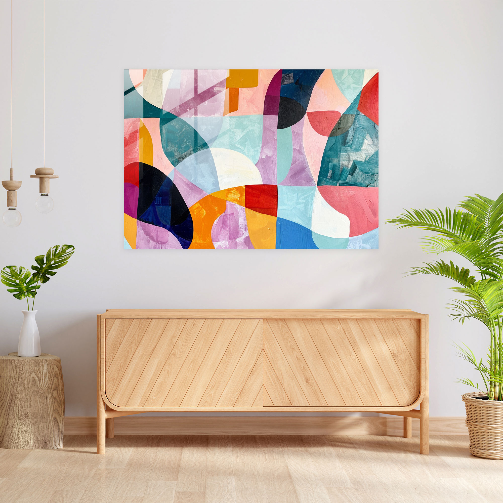 Abstract Art Glass Print - Abstract Art, Abstract Art, Home Decoration, Pastel Hues