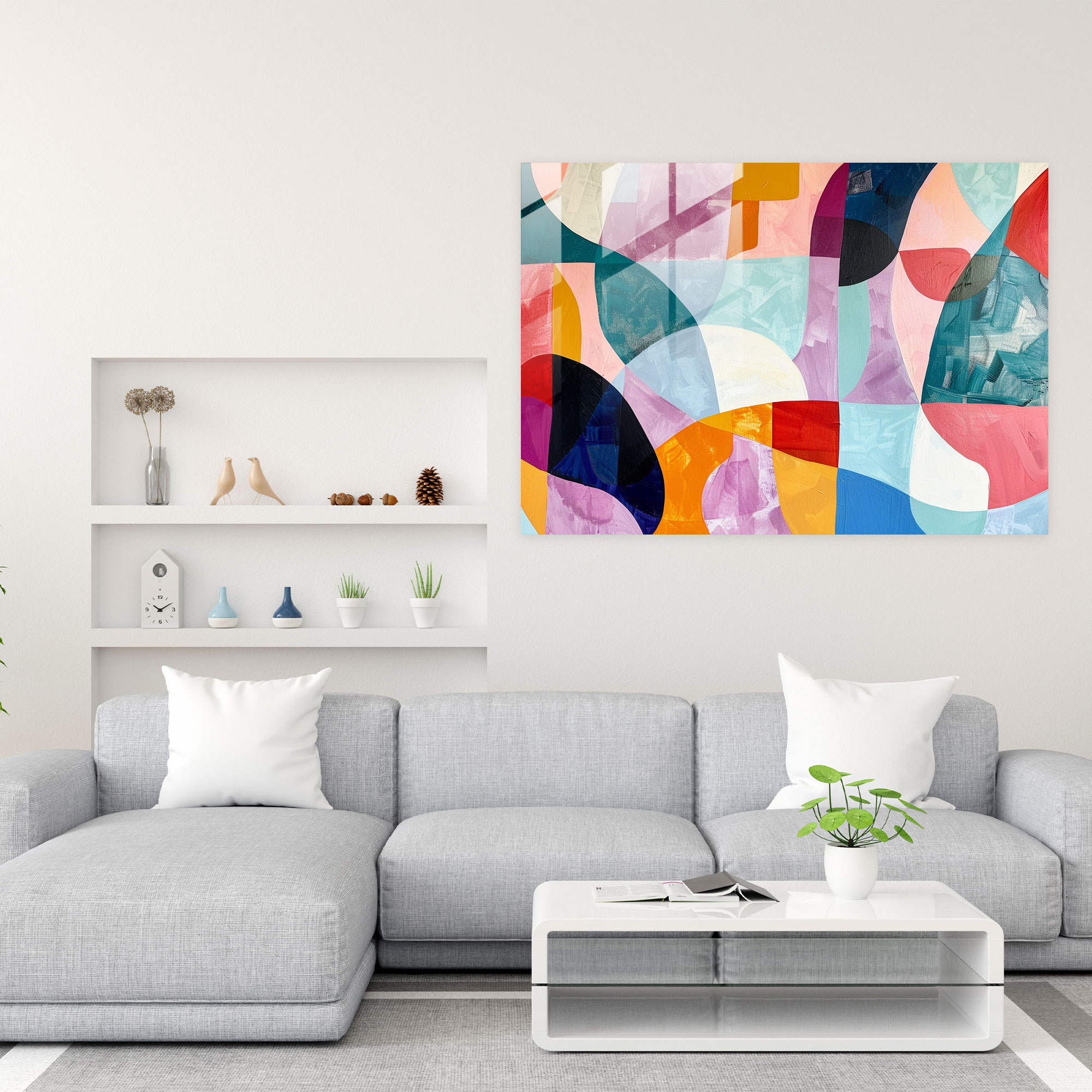 Abstract Art Glass Print - Abstract Art, Abstract Art, Home Decoration, Pastel Hues