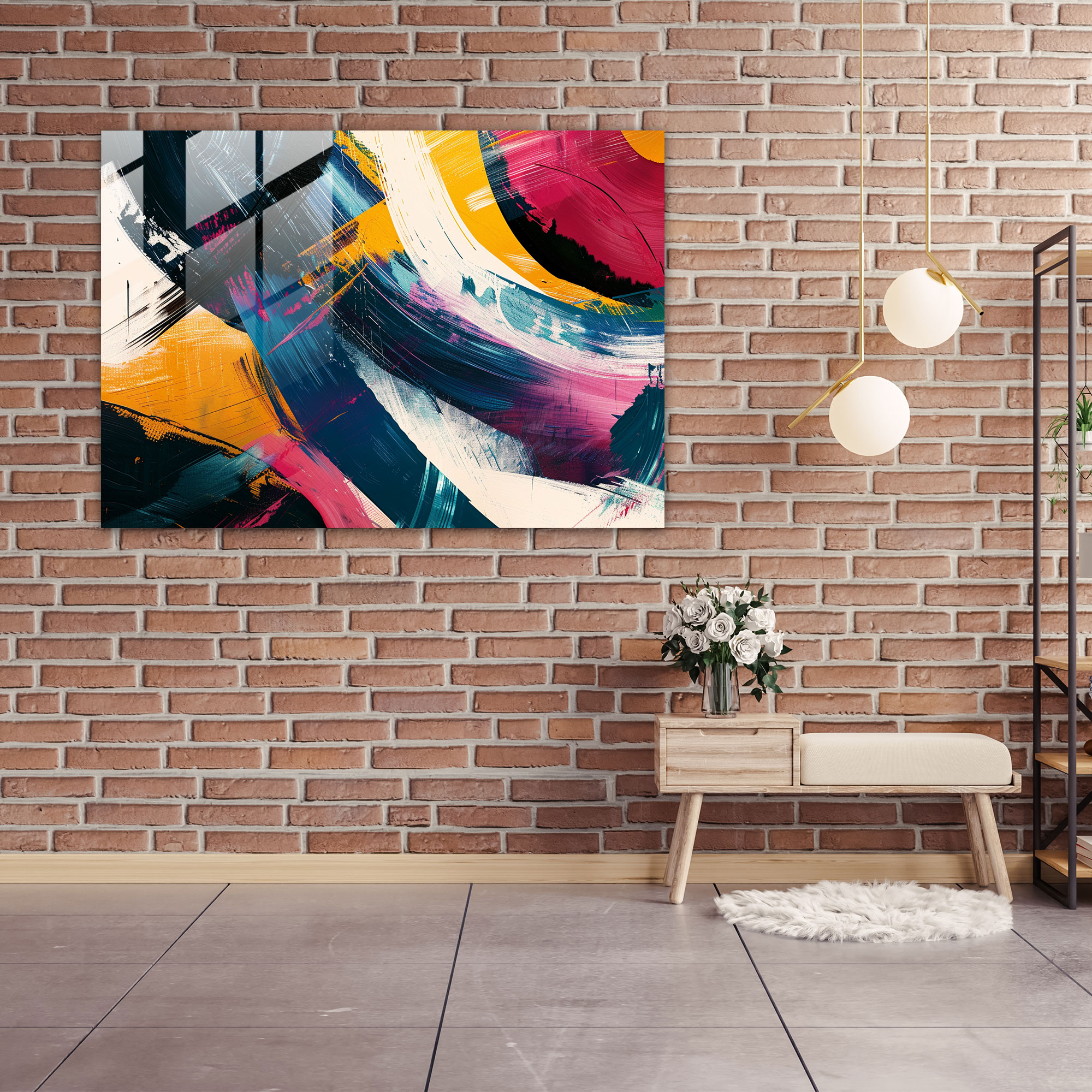 Abstract Art Wall Decoration - Abstract Art, Bold Brush Strokes, Vibrant Contrasts, Abstract Art