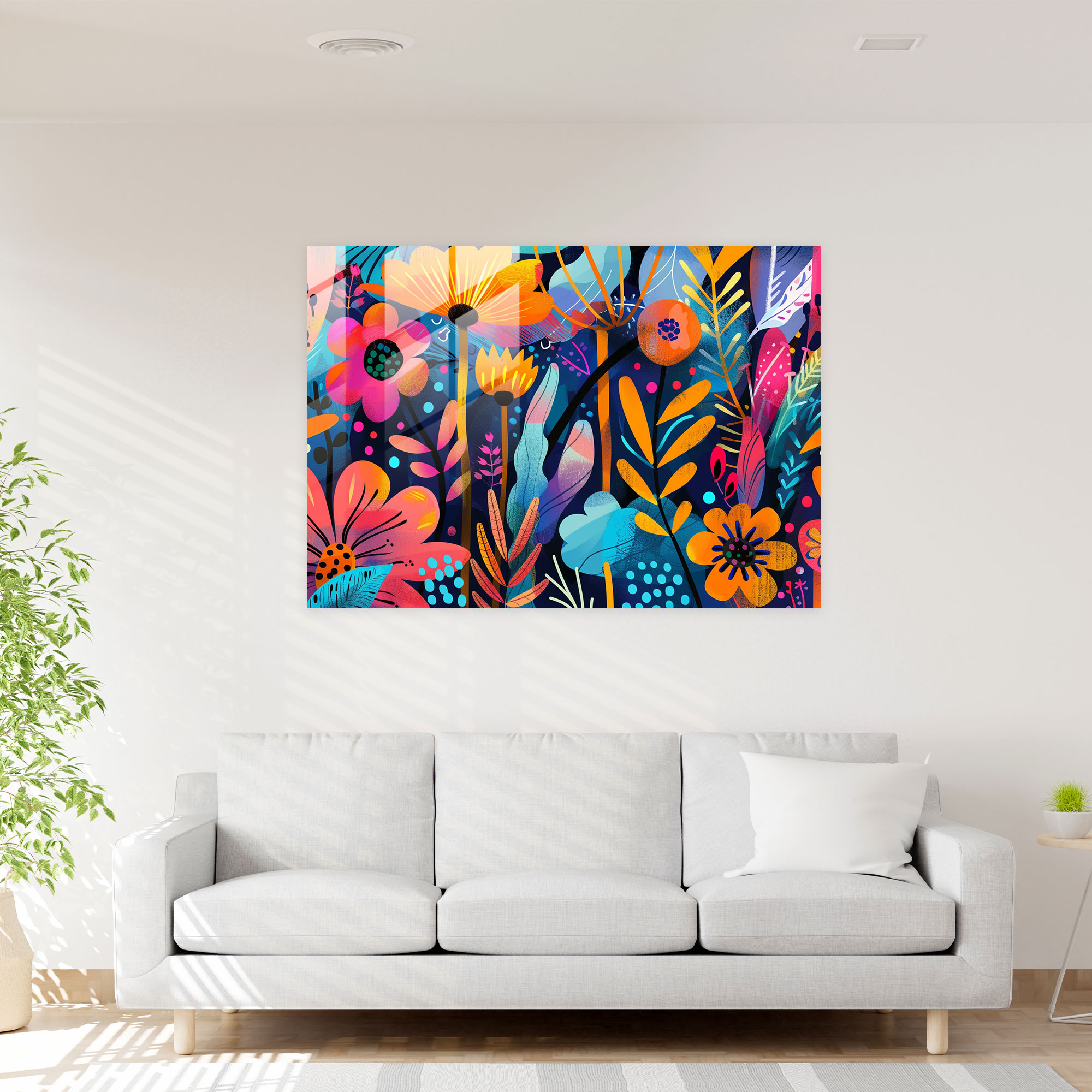 Abstract Art Glass Print - Abstract Art, Abstract Art, Whimsical Patterns, Home Decoration