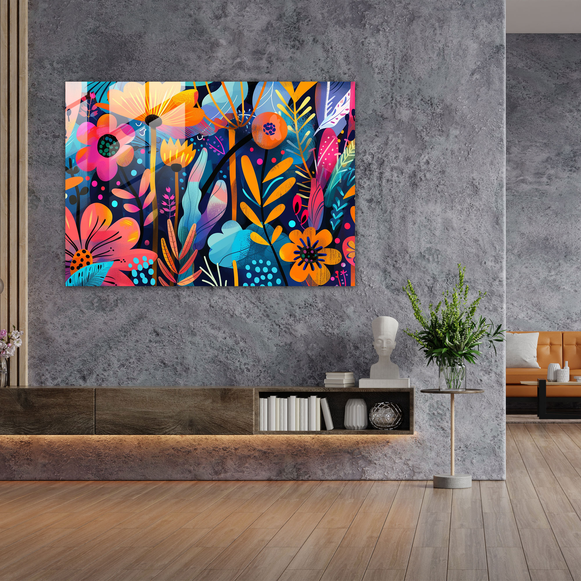Abstract Art Glass Print - Abstract Art, Abstract Art, Whimsical Patterns, Home Decoration