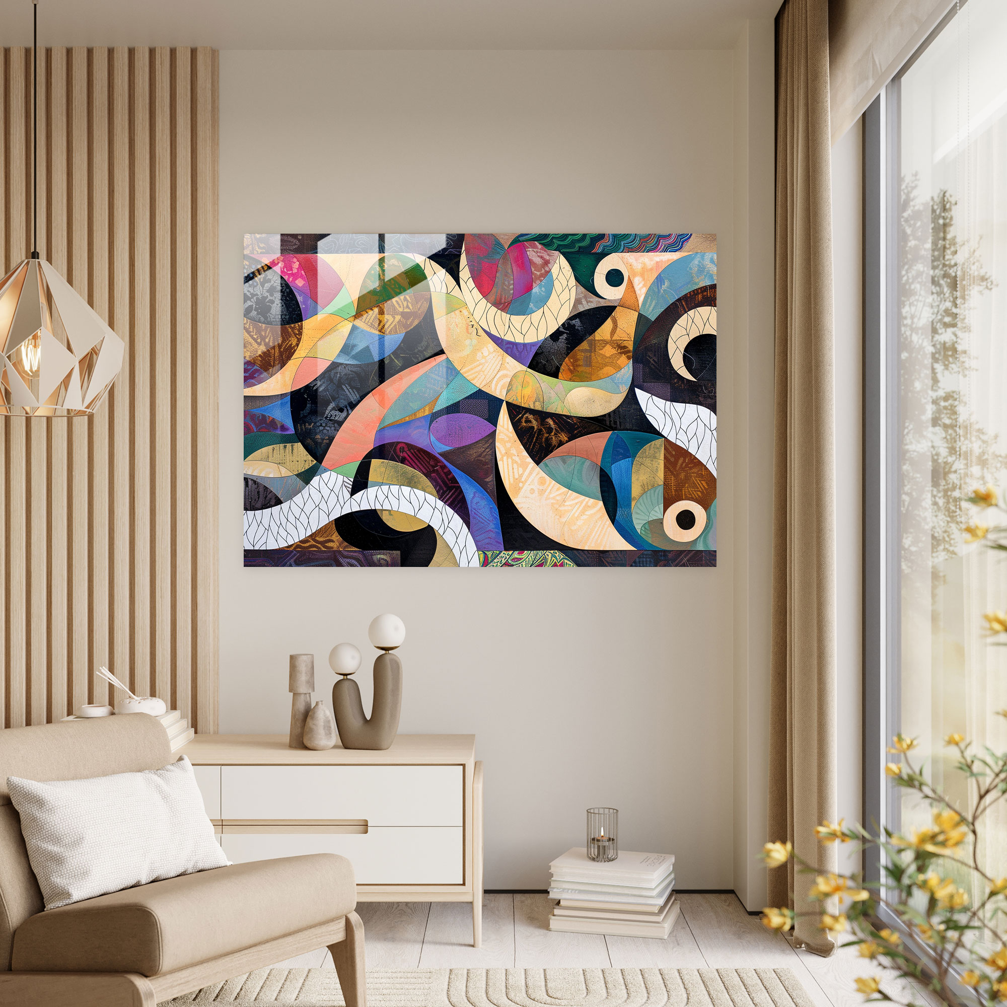 Playful Abstract Art Glass Print - Abstract Art, Abstract Art, Home Decoration, Glass Print