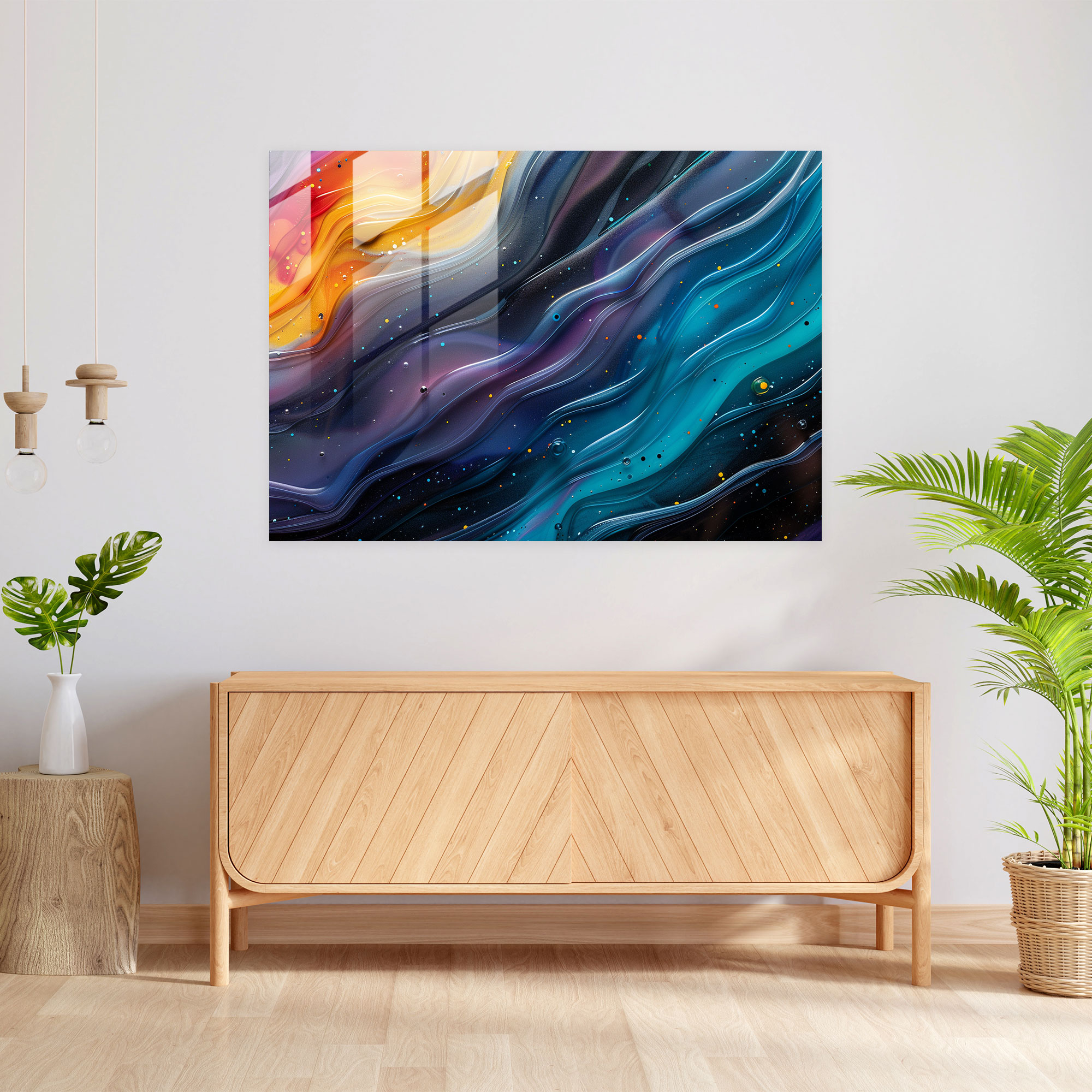 Fluidity Abstract Art Glass Wall Art - Abstract Art, Fluid Lines, Modern Art, Glass Wall Art