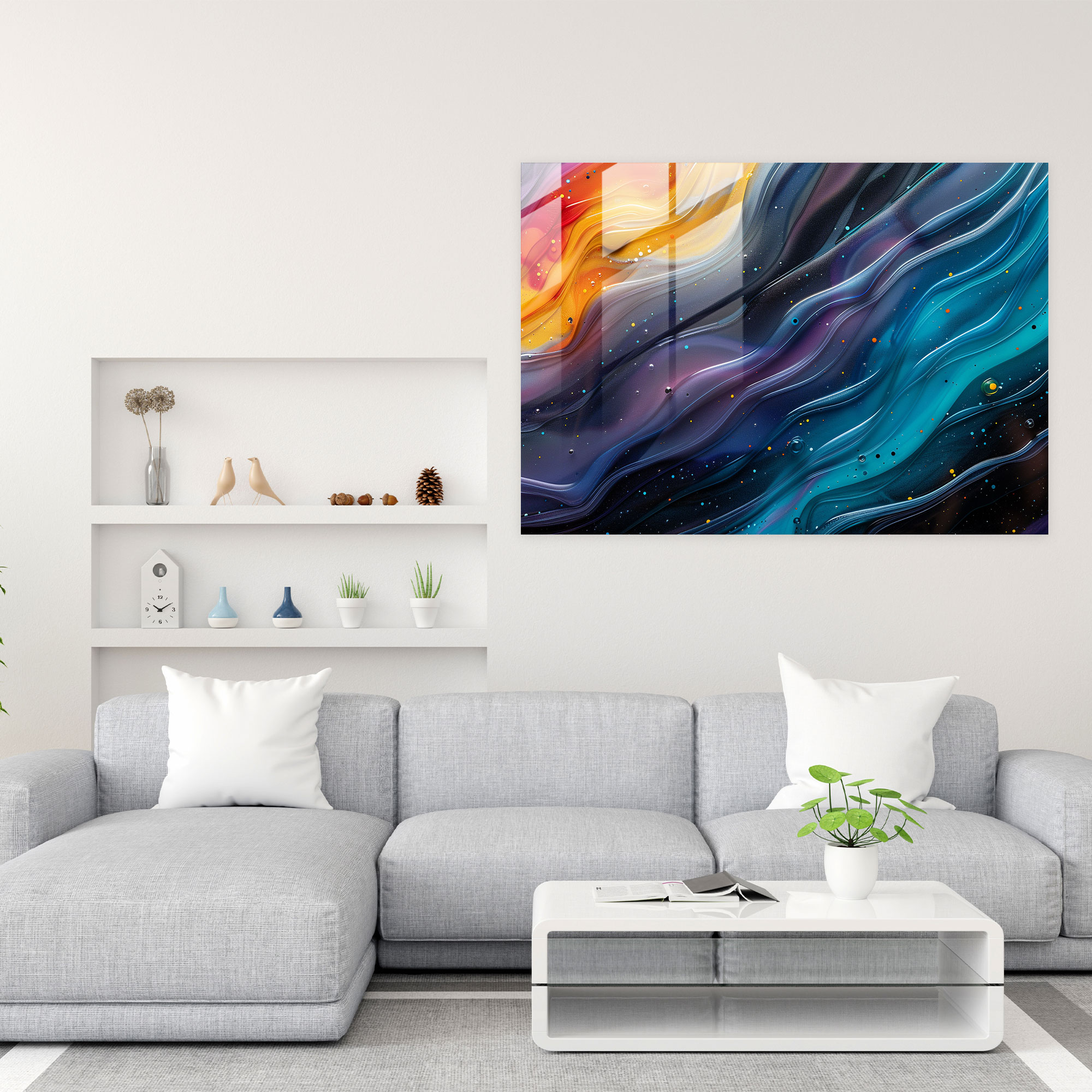 Fluidity Abstract Art Glass Wall Art - Abstract Art, Fluid Lines, Modern Art, Glass Wall Art