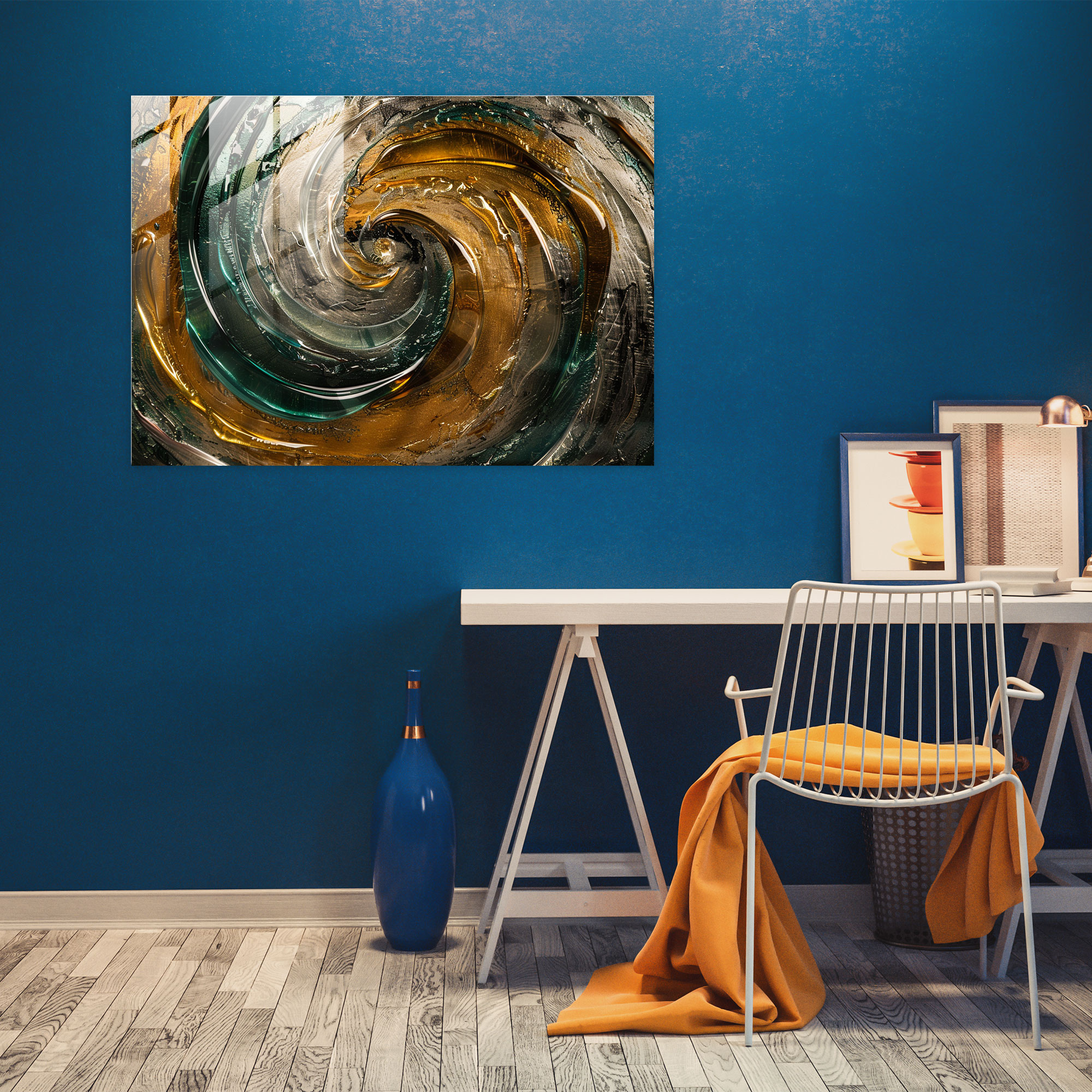 Metallic Swirls Abstract Art Glass Wall Art - Abstract Art, Abstract Art, Glass Wall Art, Swirling Textures
