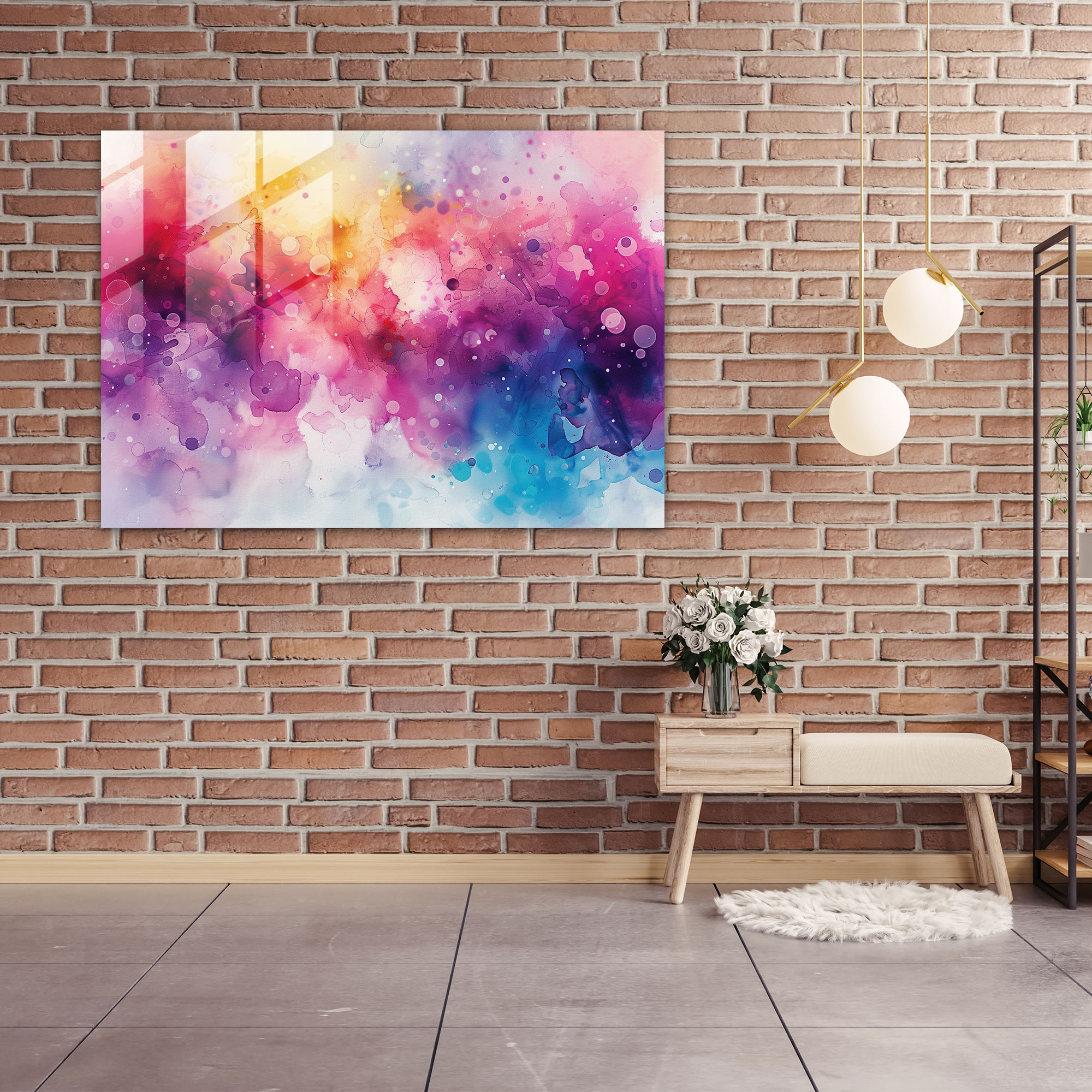 Abstract Art Glass Wall Art, Watercolor Splashes And Blurred Shapes - Abstract Art, Home Decoration, Abstract Art, Wall Decoration