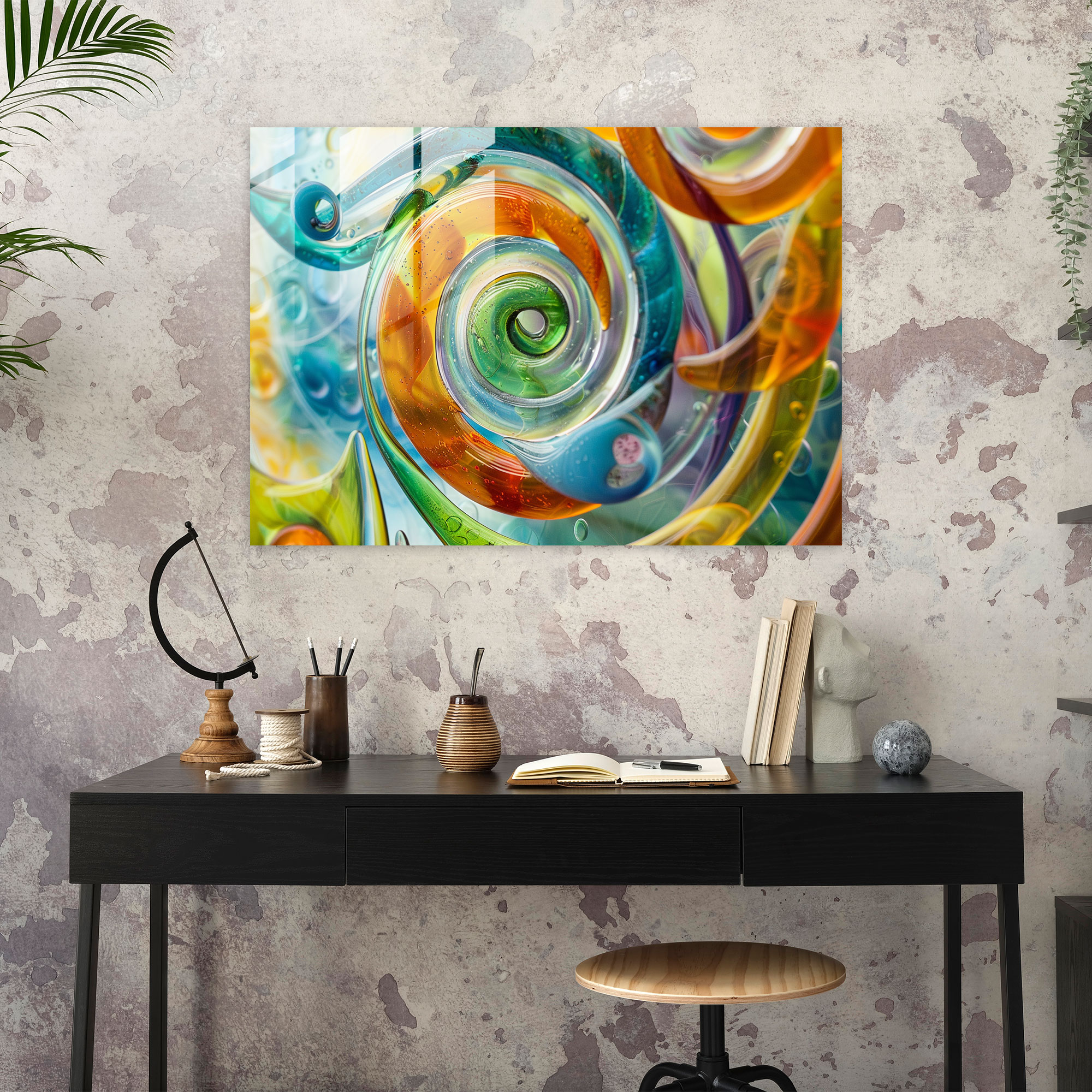 Abstract Art Glass Print, Playful Swirls And Whimsical Shapes - Abstract Art, Abstract Art, Glass Print, Modern Art