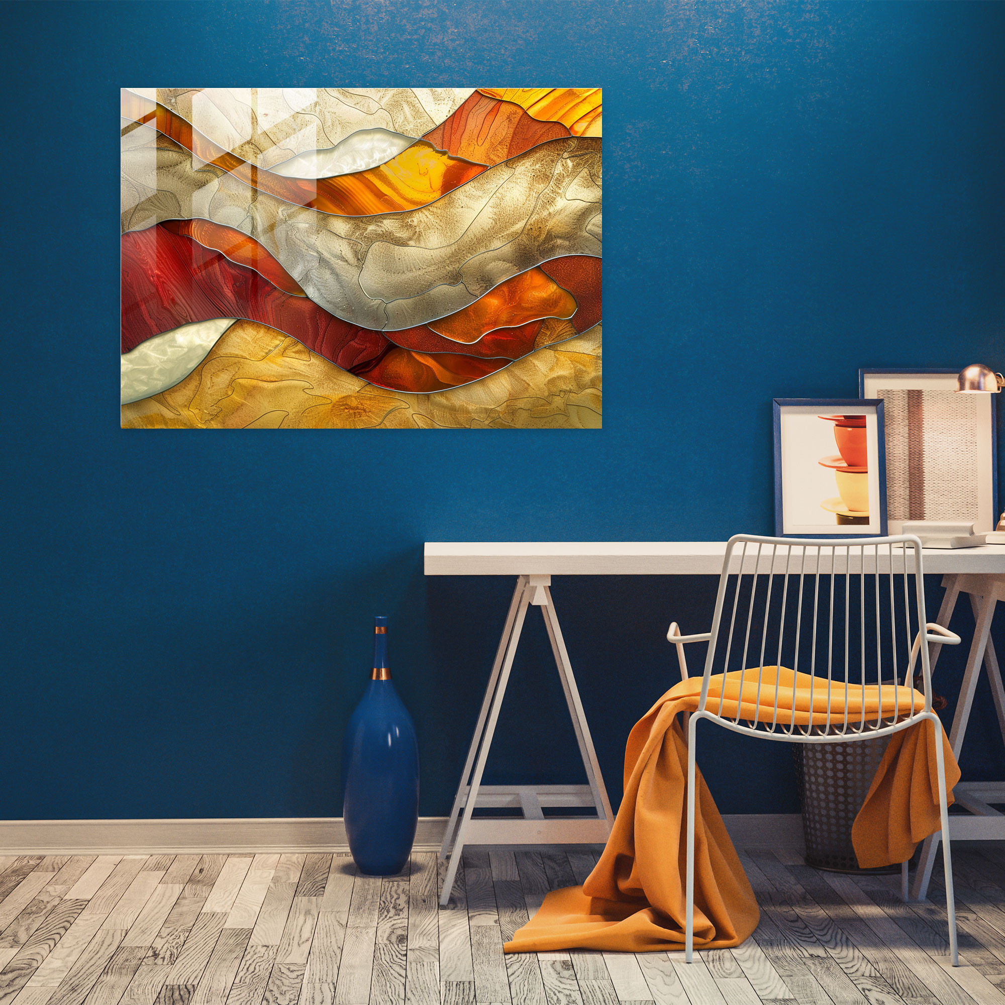 Abstract Art Glass Print, Organic Shapes And Earthy Tones - Abstract Art, Glass Print, Wall Decoration, Home Decoration