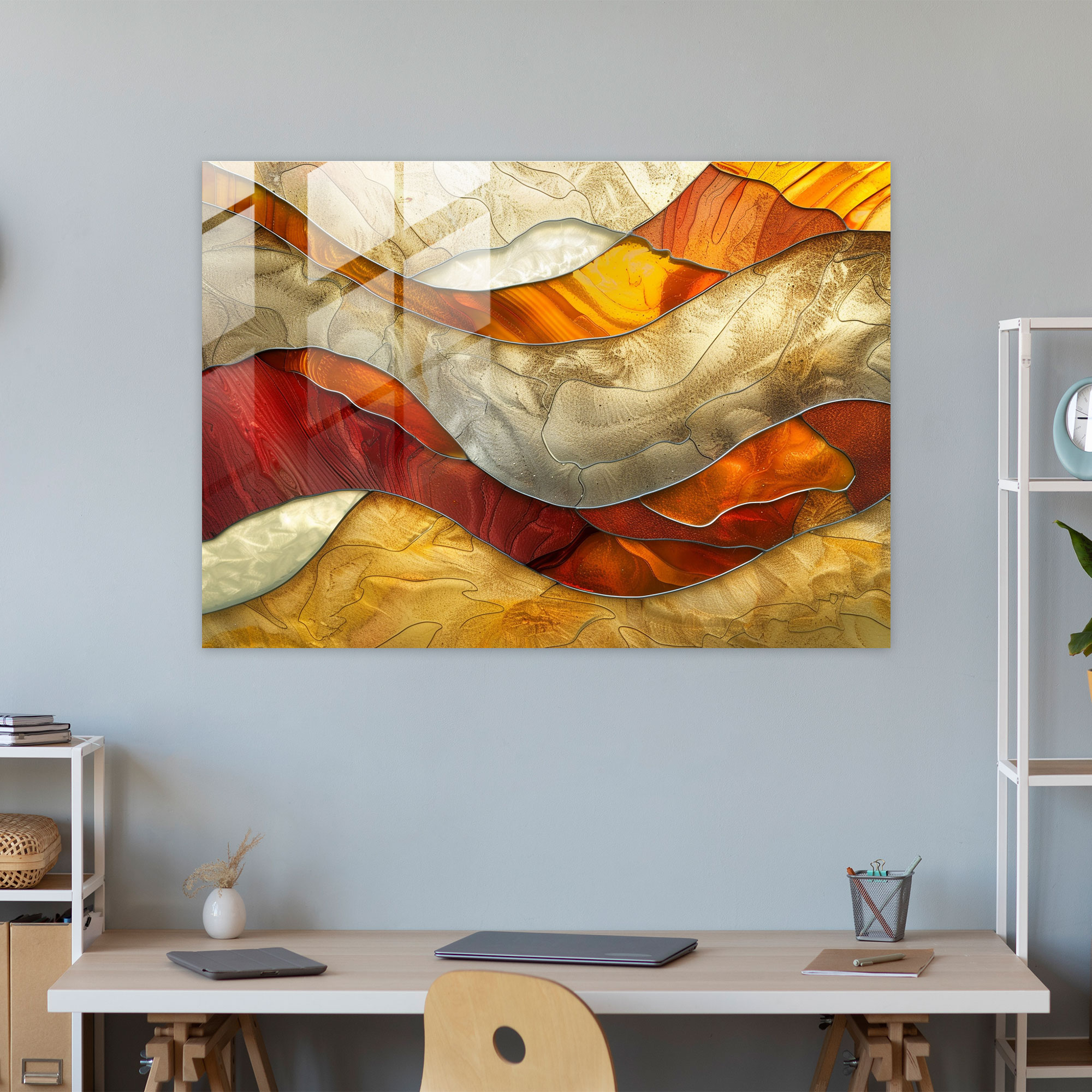Abstract Art Glass Print, Organic Shapes And Earthy Tones - Abstract Art, Glass Print, Wall Decoration, Home Decoration