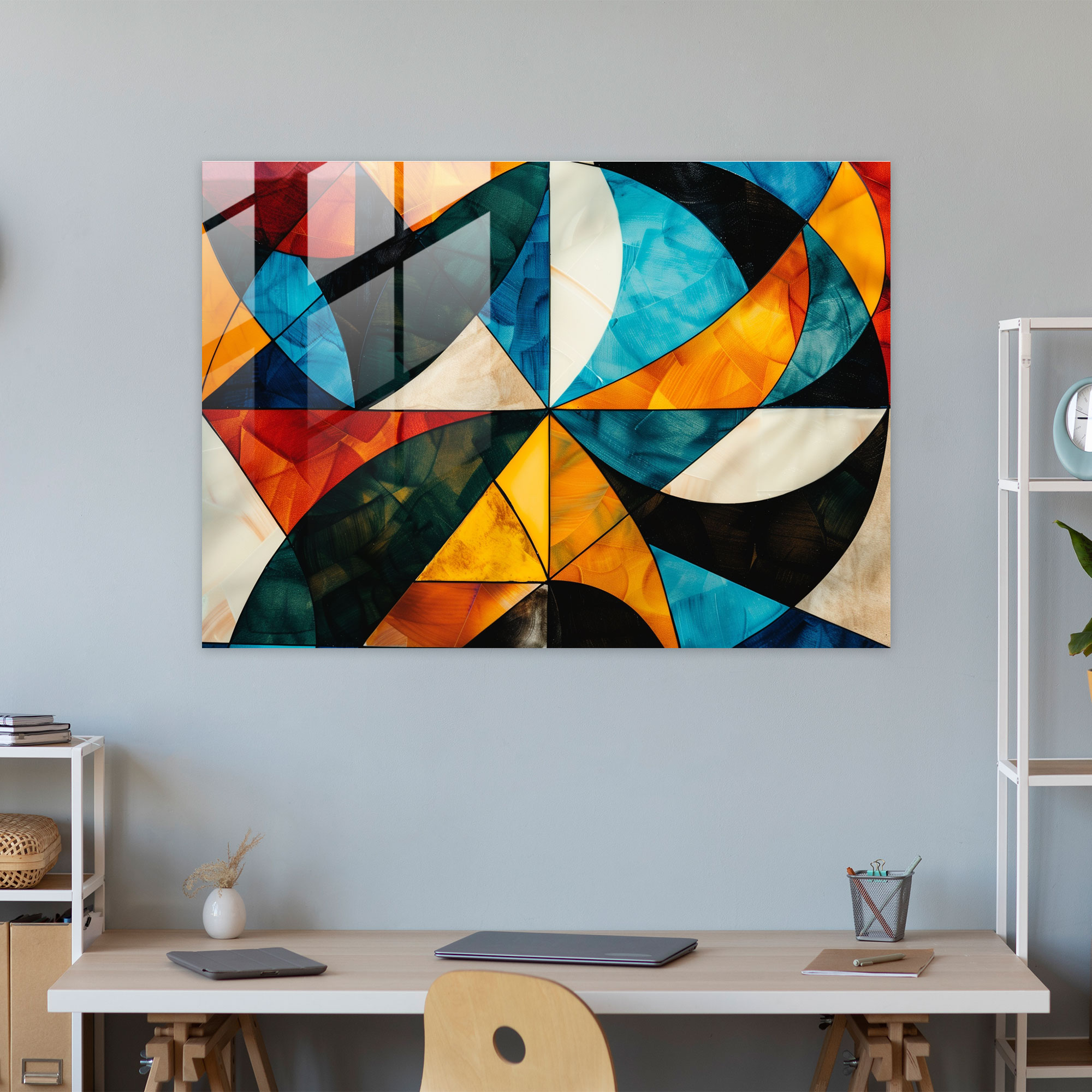Abstract Art Geometric Shapes Glass Print - Abstract Art, Home Decoration, Modern Art, Wall Decoration