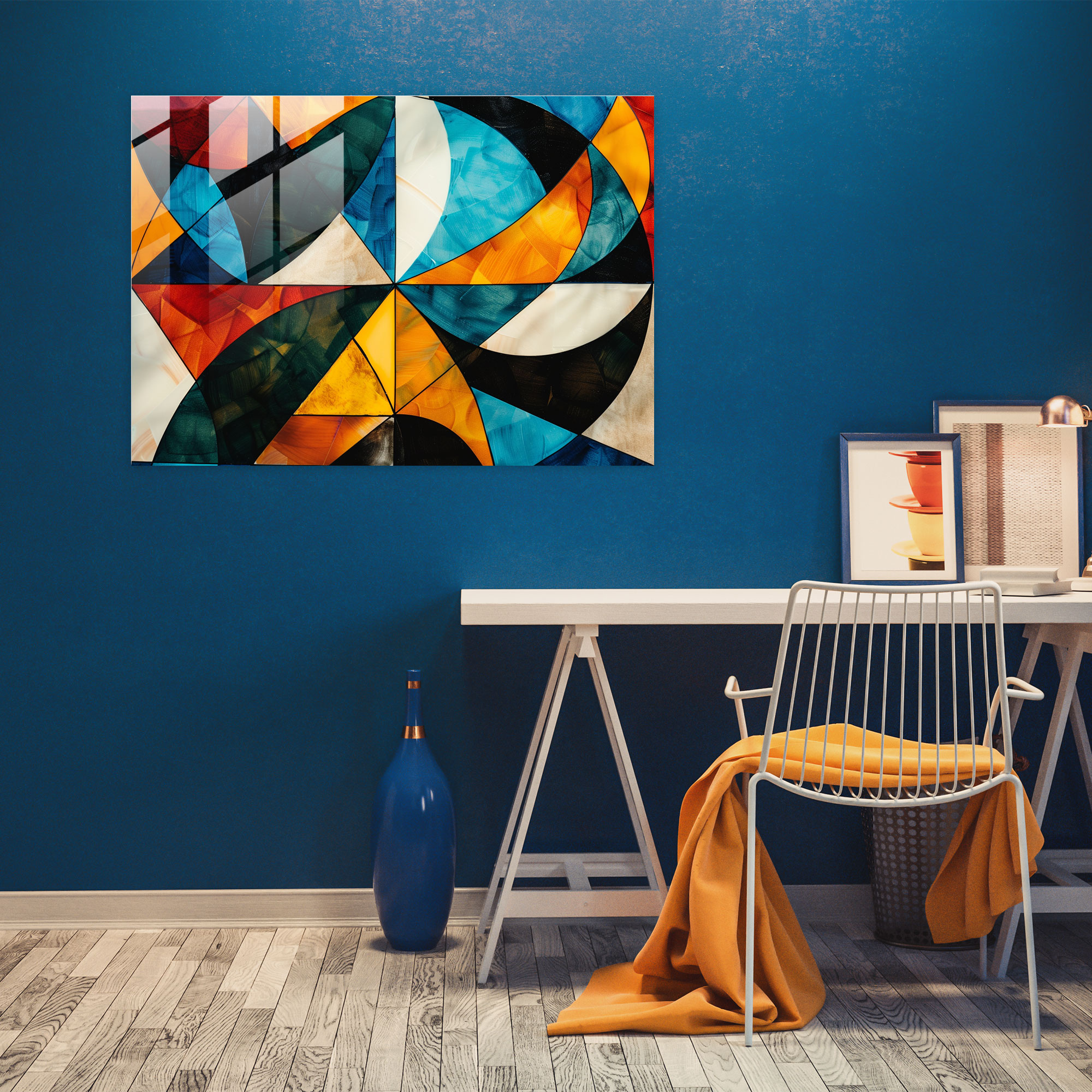 Abstract Art Geometric Shapes Glass Print - Abstract Art, Home Decoration, Modern Art, Wall Decoration