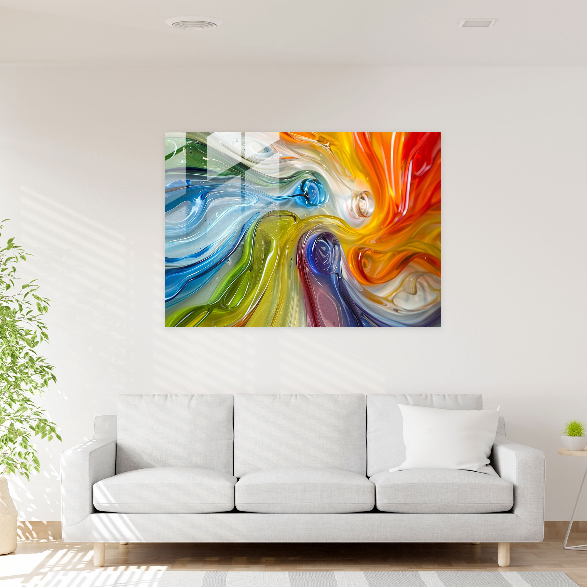 Abstract Art Psychedelic Colors Glass Wall Art - Abstract Art, Abstract Art, Wall Decoration, Glass Wall Art