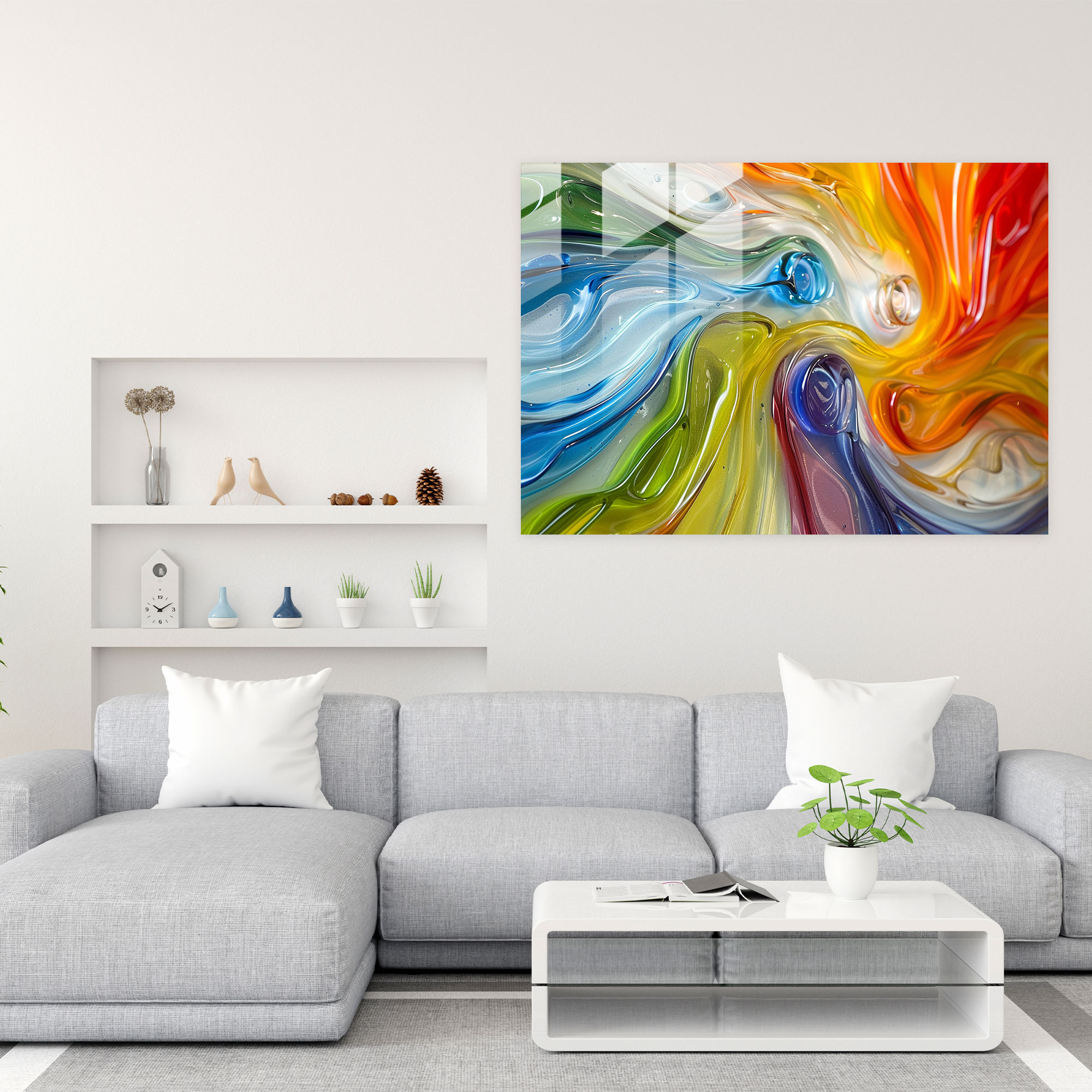 Abstract Art Psychedelic Colors Glass Wall Art - Abstract Art, Abstract Art, Wall Decoration, Glass Wall Art
