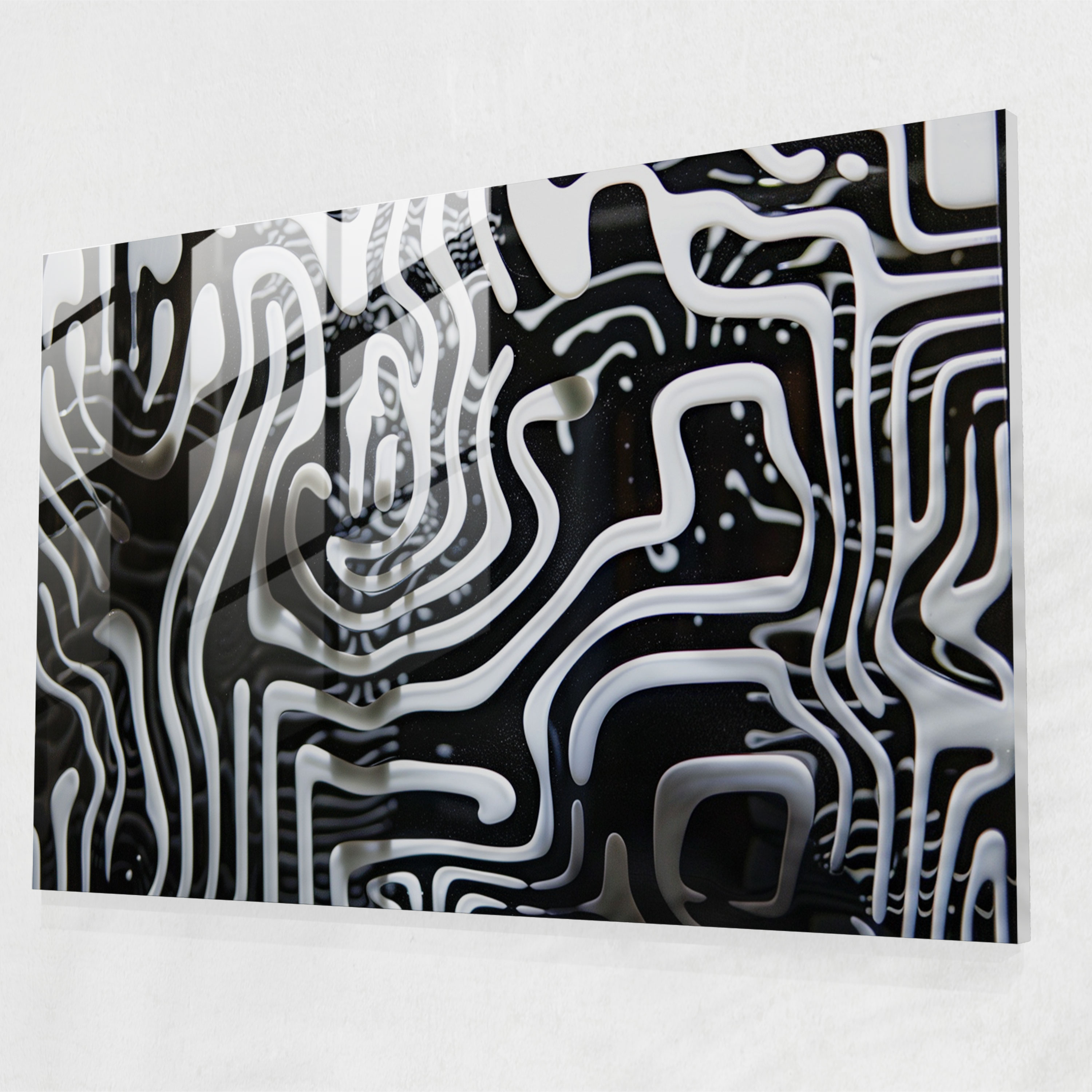 Abstract Art Maze-Like Lines Glass Art - Abstract Art, Modern Art, Abstract Art, Wall Decoration