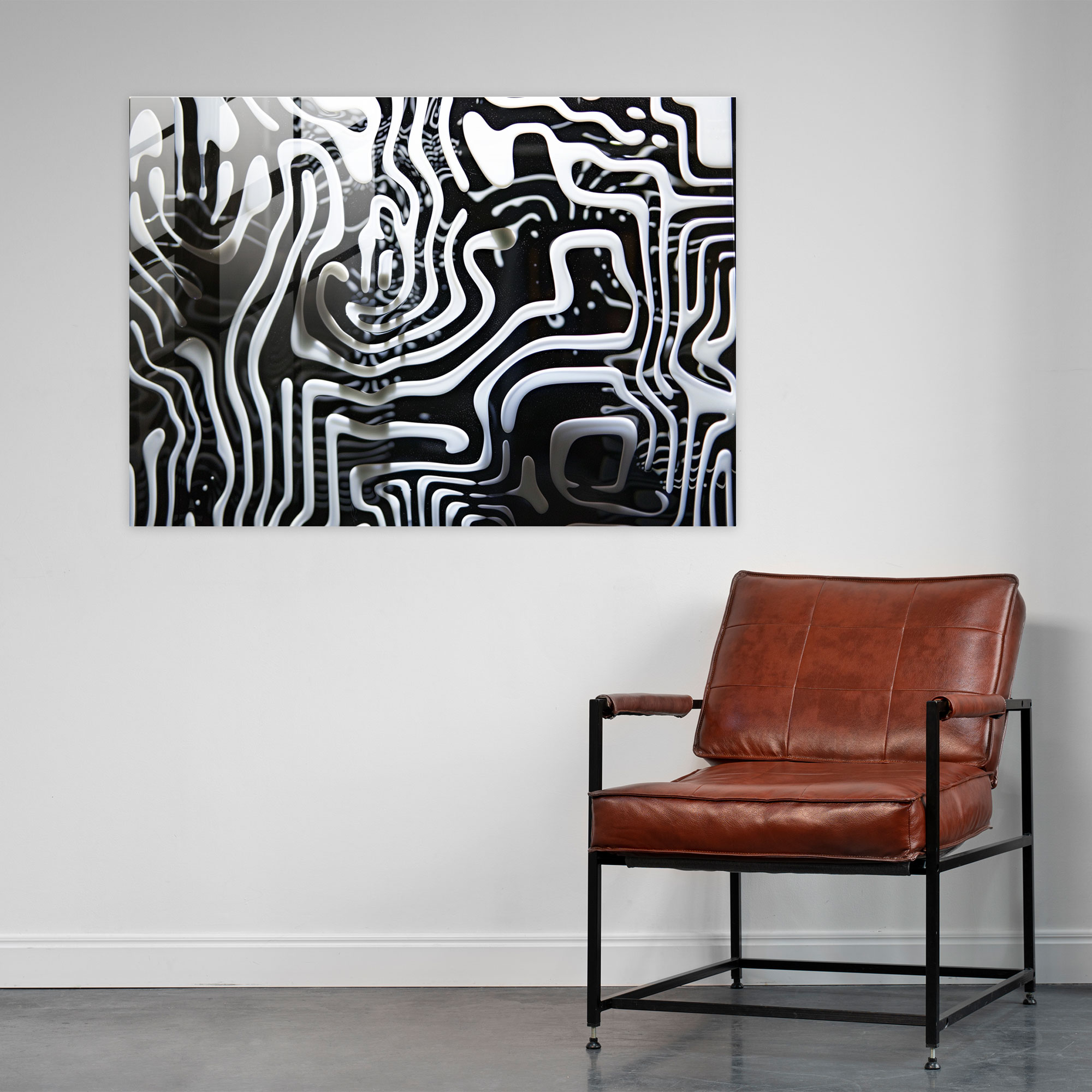 Abstract Art Maze-Like Lines Glass Art - Abstract Art, Modern Art, Abstract Art, Wall Decoration