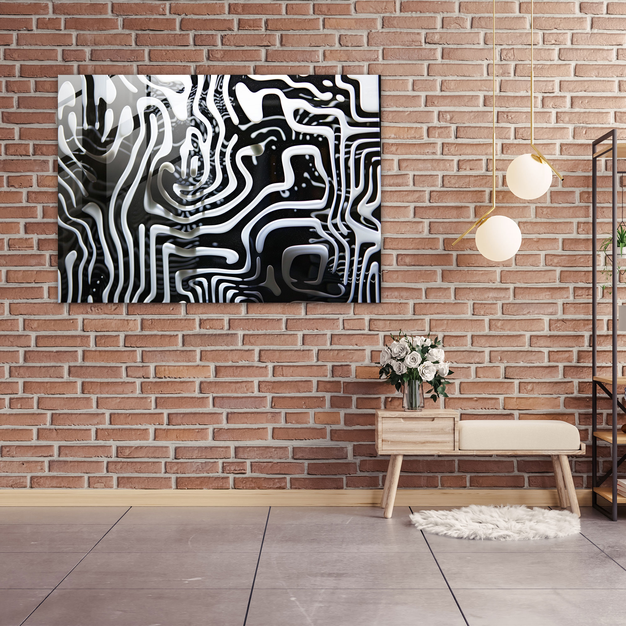 Abstract Art Maze-Like Lines Glass Art - Abstract Art, Modern Art, Abstract Art, Wall Decoration