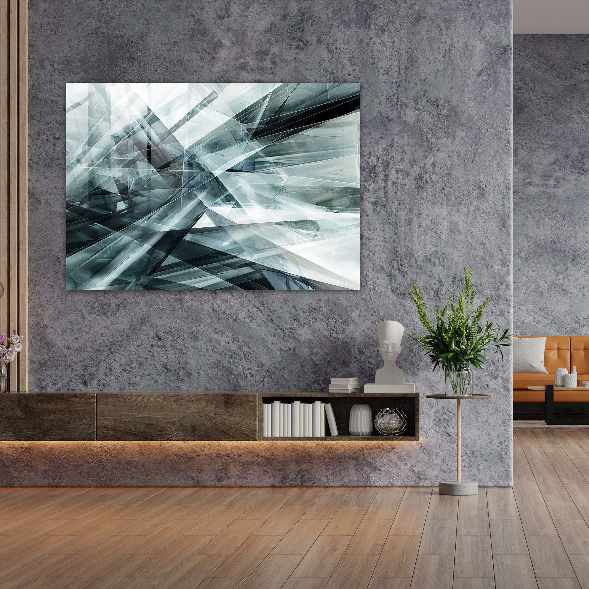 Abstract Art Futuristic Lines Glass Print - Abstract Art, Home Decoration, Modern Art, Abstract Art