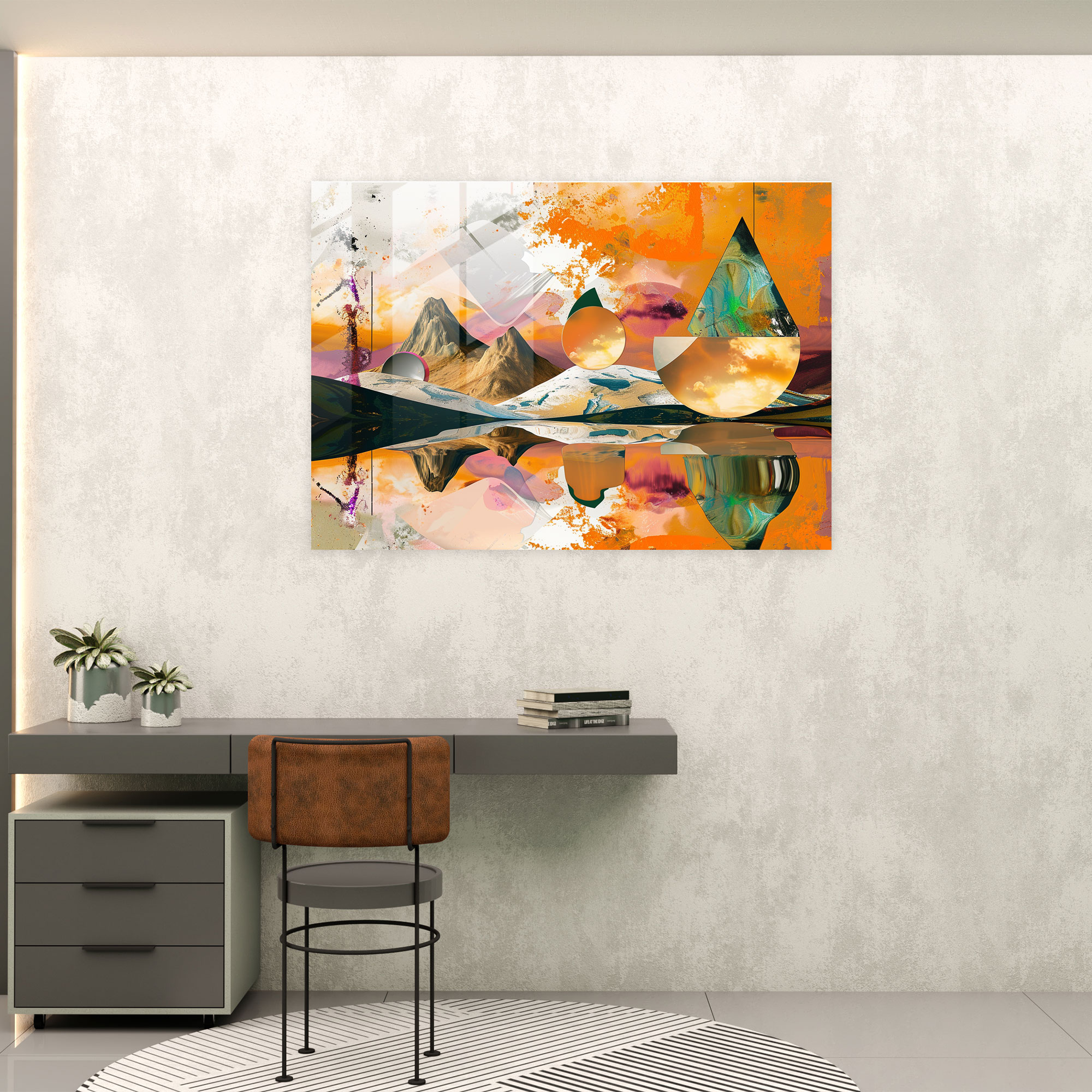 Abstract Art Whimsical Landscape Wall Decoration - Abstract Art, Wall Decoration, Glass Wall Art, Abstract Art