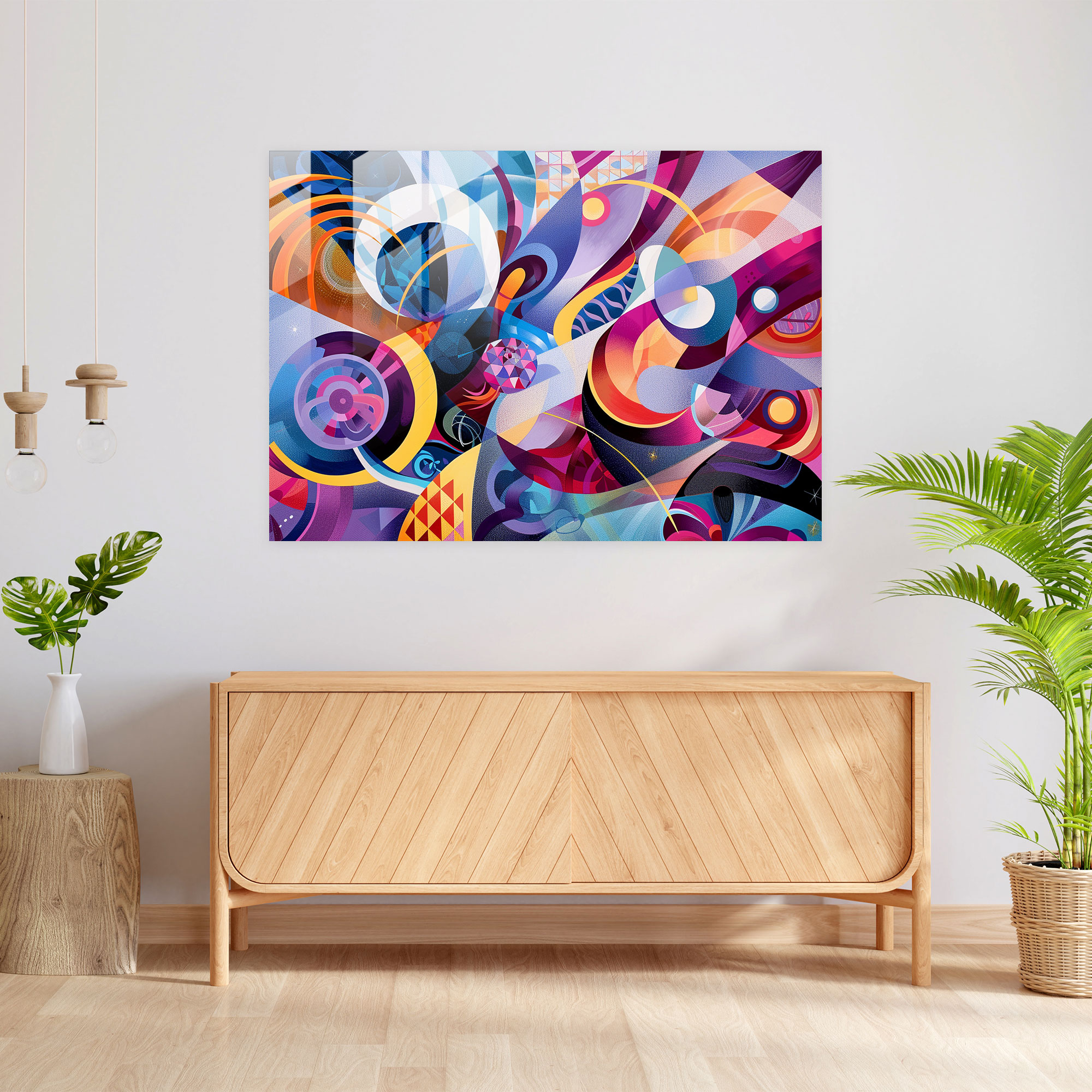 Abstract Art Glass Print - Abstract Art, Geometric Shapes, Home Decoration, Glass Wall Art