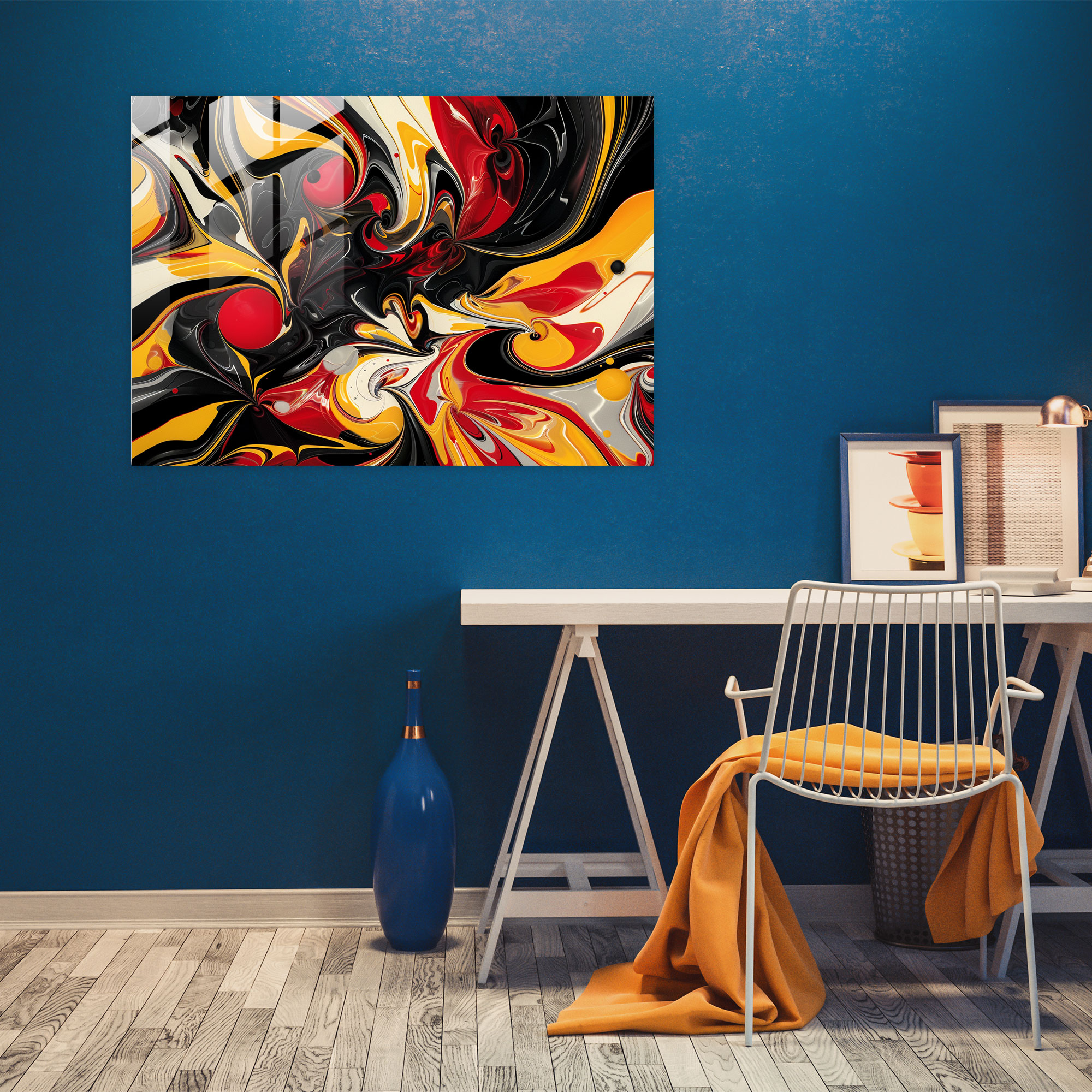 Dynamic Abstract Glass Print - Abstract Art, Wall Decoration, Glass Print, Dynamic Patterns