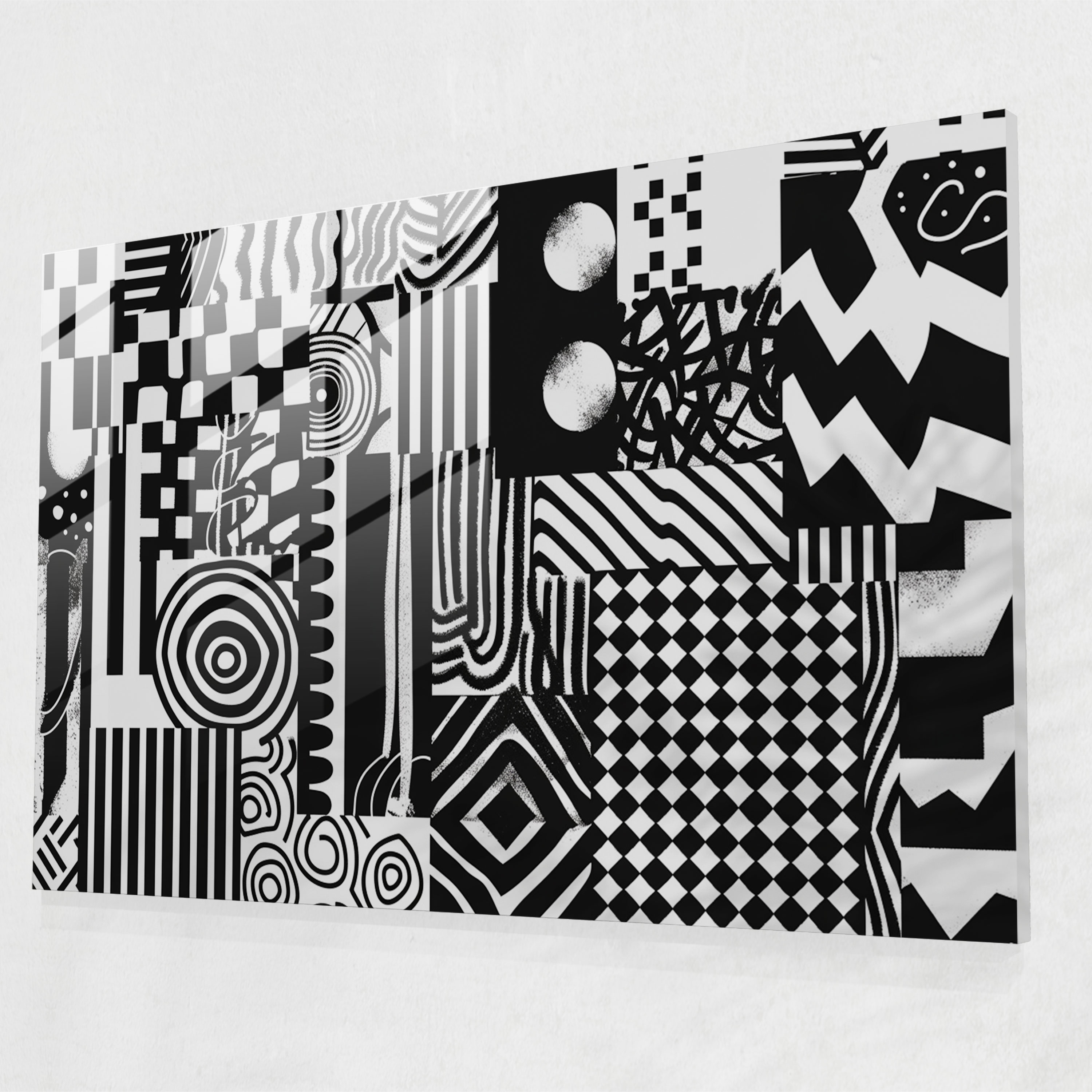 Geometric Glass Wall Art - Monochrome Design - Abstract Art, Modern Art, Wall Decoration, Abstract Art