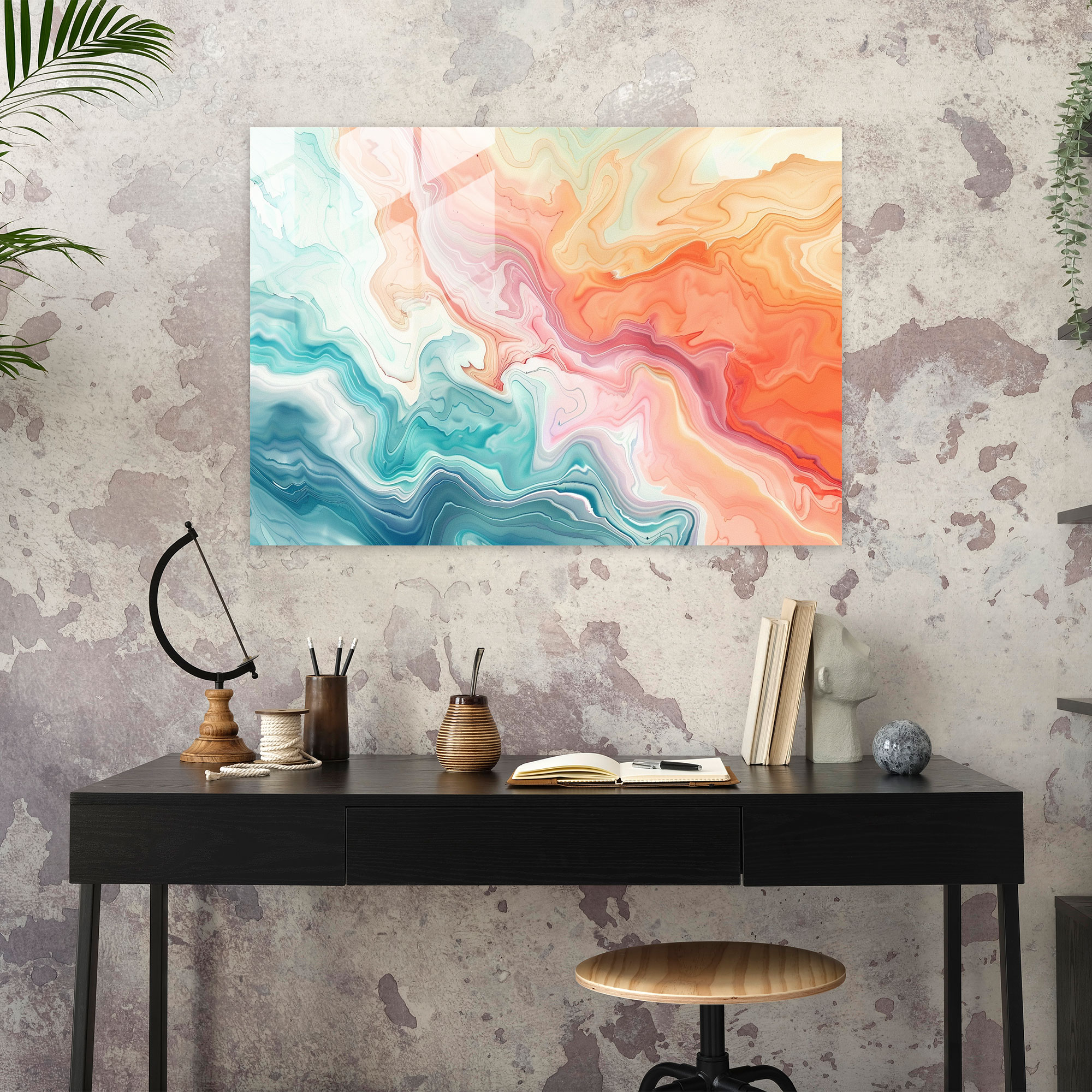 Pastel Abstract Glass Print - Flowing Lines - Abstract Art, Glass Print, Modern Art, Home Decoration