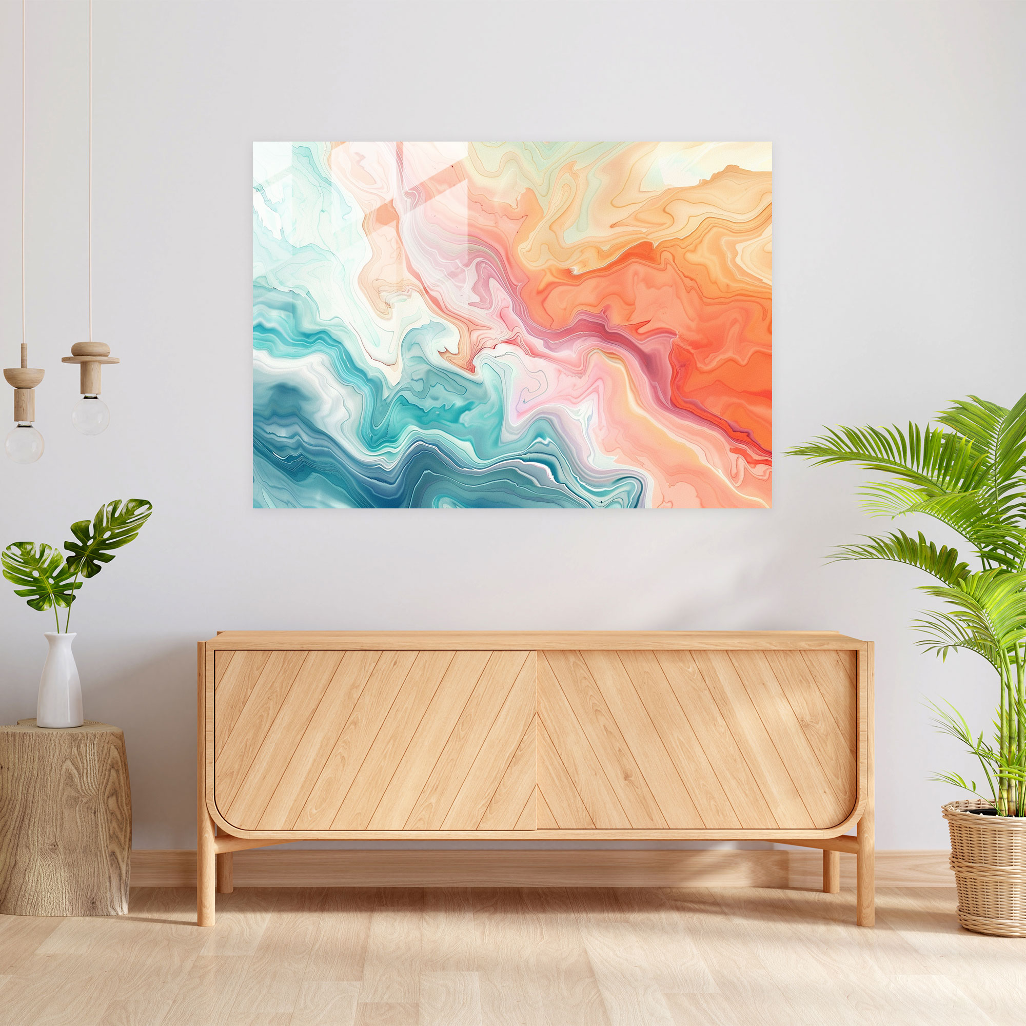 Pastel Abstract Glass Print - Flowing Lines - Abstract Art, Glass Print, Modern Art, Home Decoration