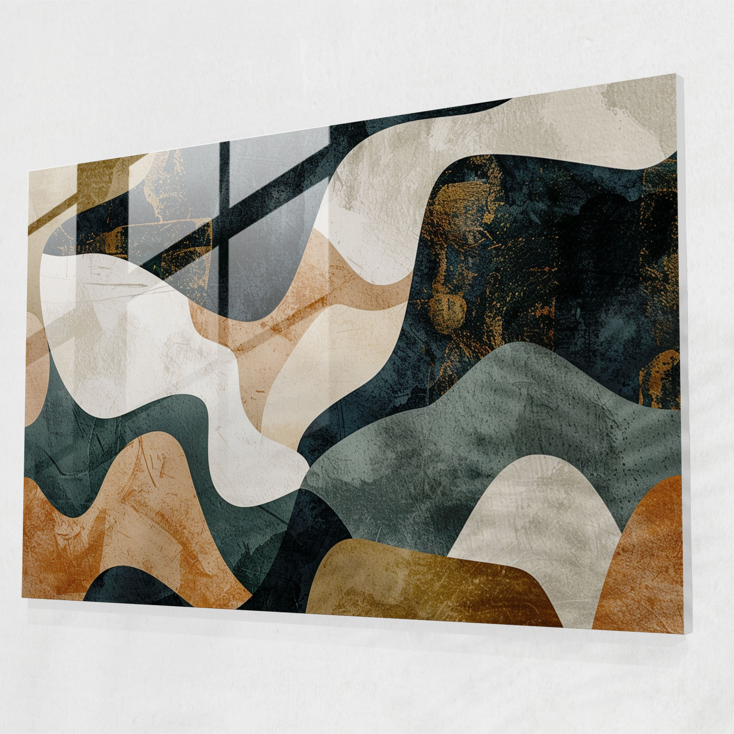 Earthy Abstract Glass Wall Art - Natural Shapes - Abstract Art, Glass Wall Art, Wall Decoration, Abstract Art
