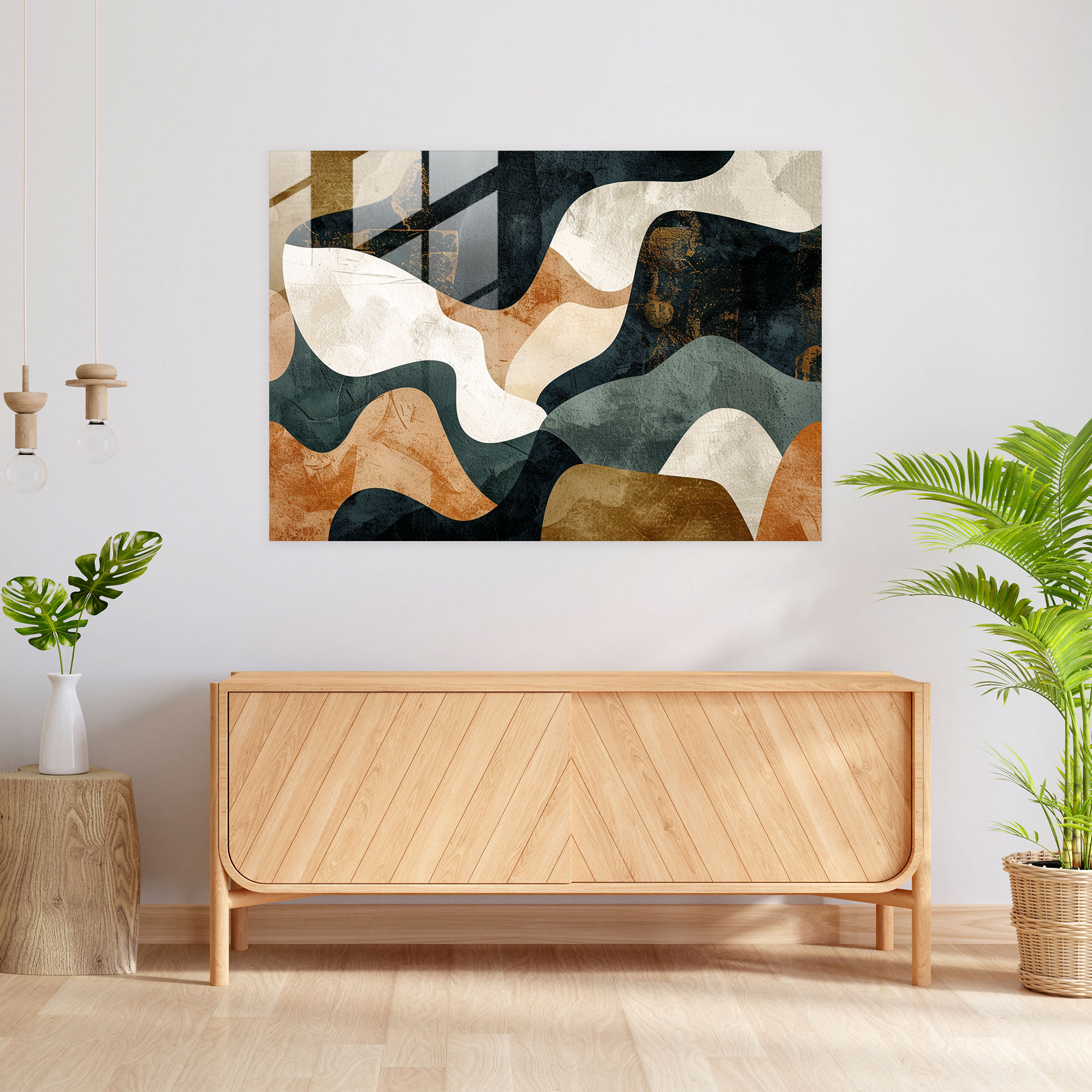 Earthy Abstract Glass Wall Art - Natural Shapes - Abstract Art, Glass Wall Art, Wall Decoration, Abstract Art