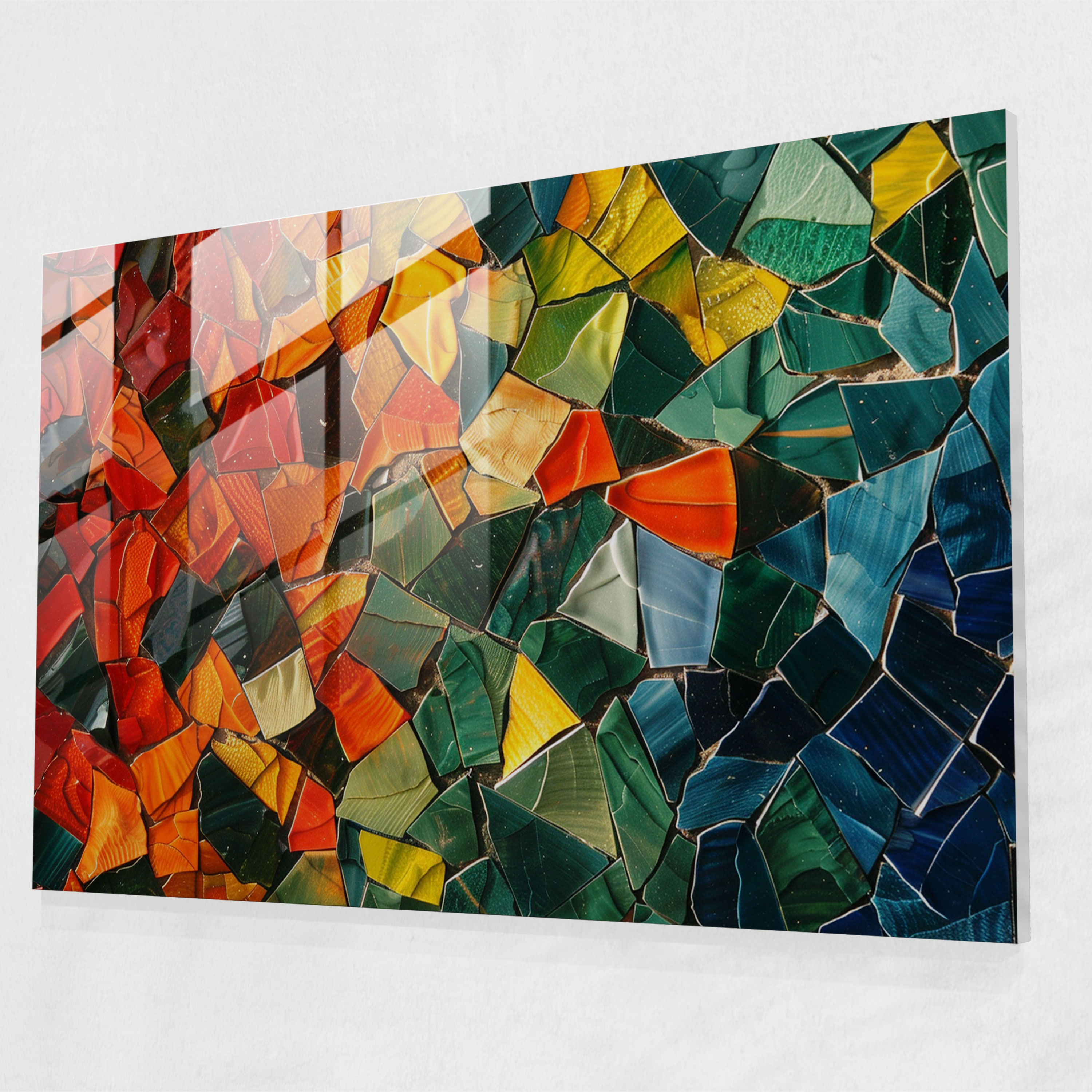 Jewel Tones Glass Wall Art - Mosaic Design - Abstract Art, Abstract Art, Glass Wall Art, Glass Art