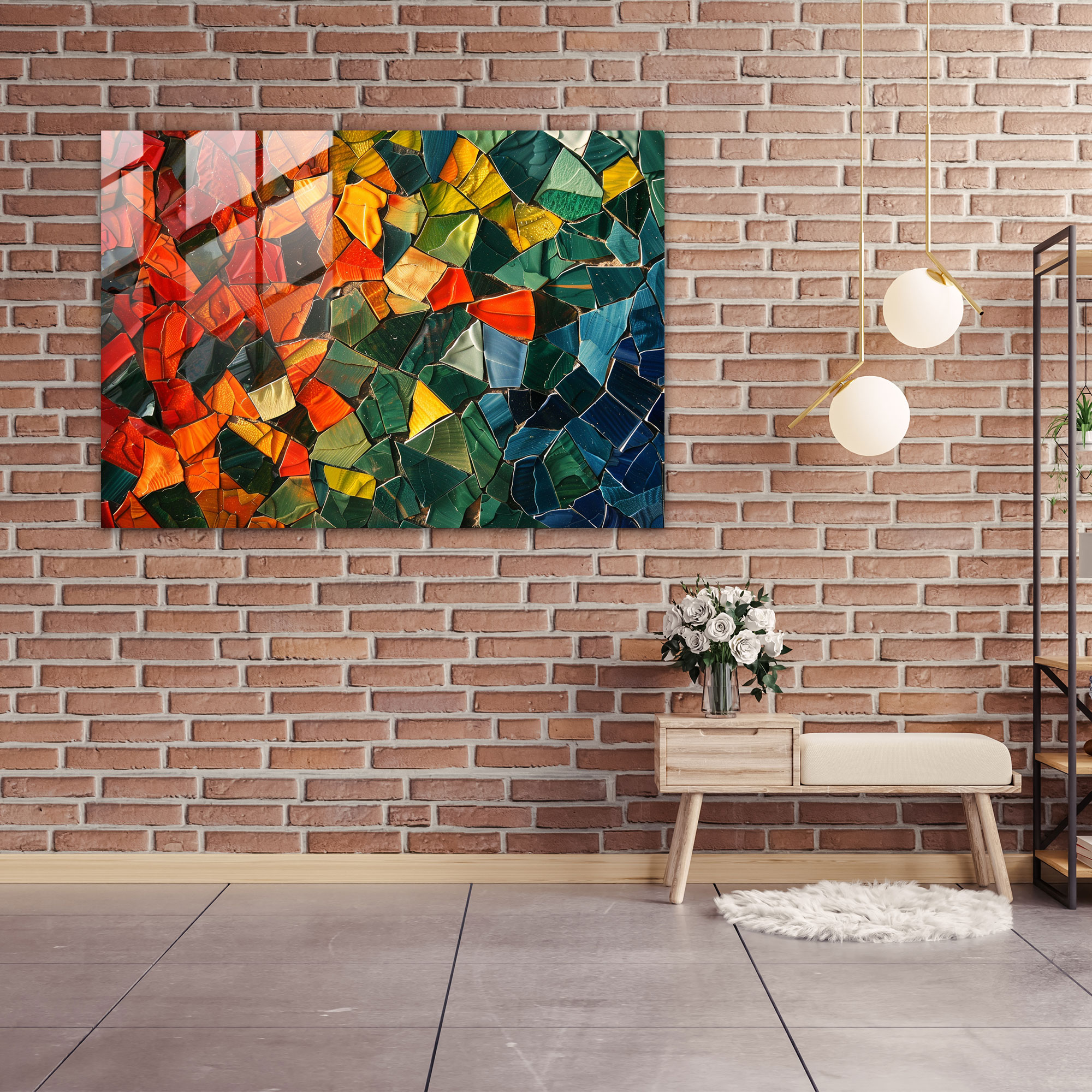 Jewel Tones Glass Wall Art - Mosaic Design - Abstract Art, Abstract Art, Glass Wall Art, Glass Art