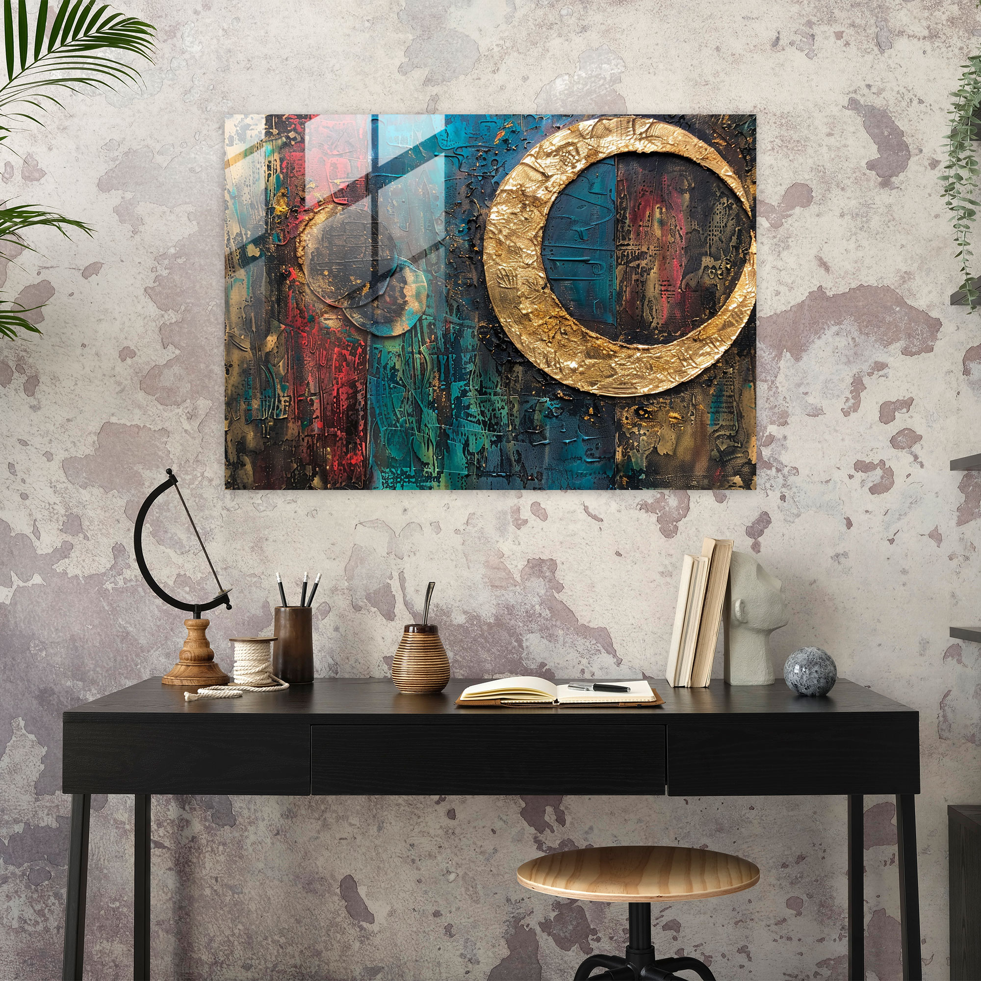 Metallic Abstract Glass Print - Textured Layers - Abstract Art, Glass Print, Abstract Art, Modern Art