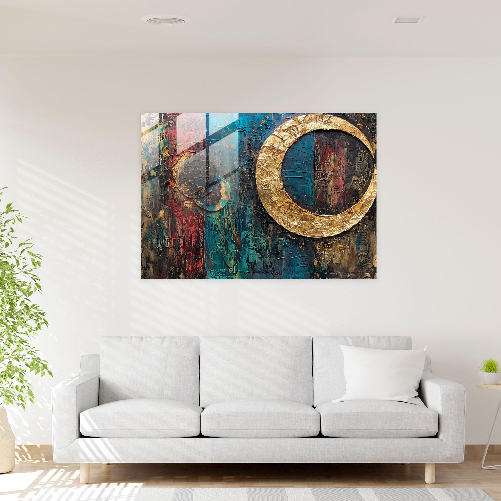 Metallic Abstract Glass Print - Textured Layers - Abstract Art, Glass Print, Abstract Art, Modern Art