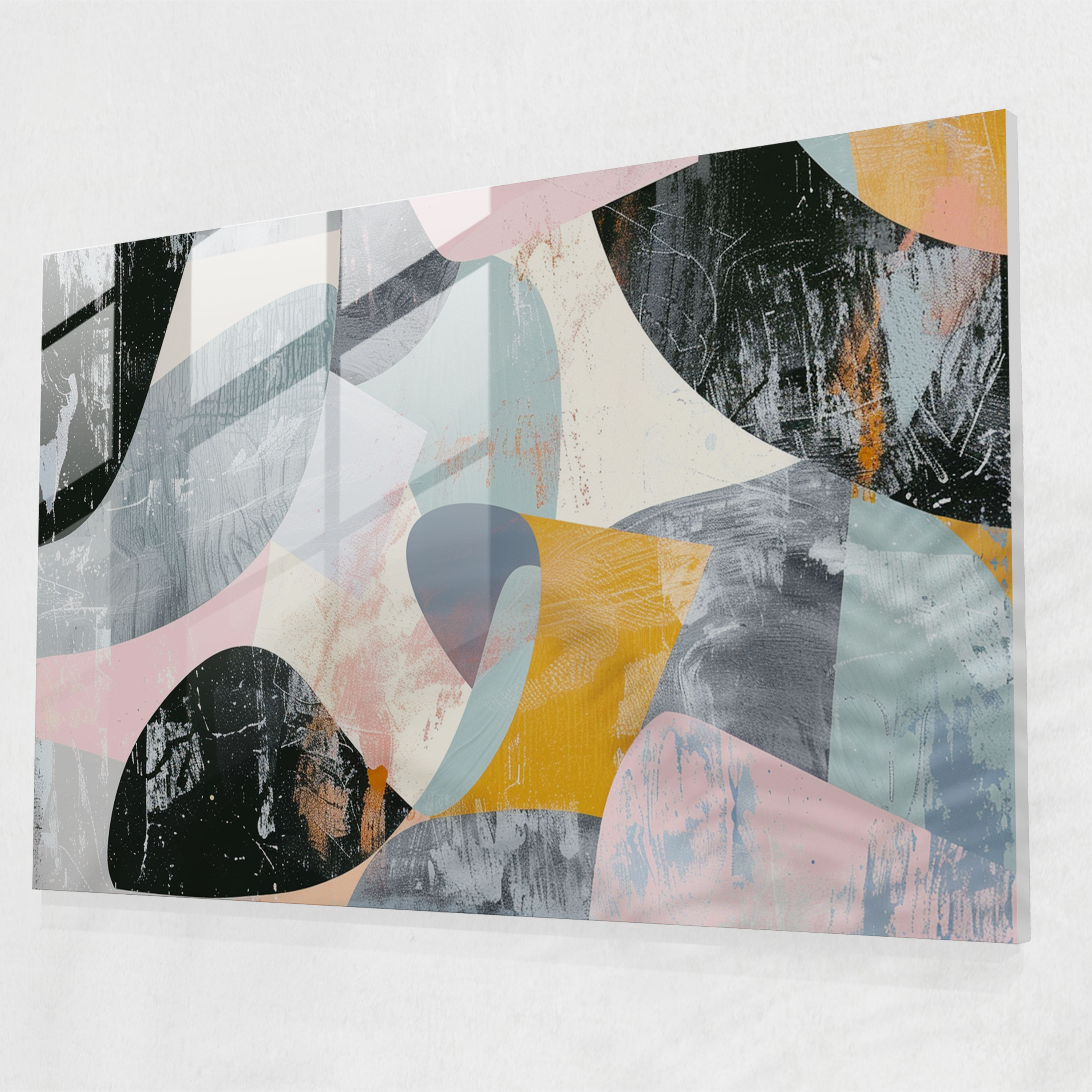 Pastel Shapes Glass Print - Abstract Collage - Abstract Art, Abstract Art, Modern Art, Glass Print