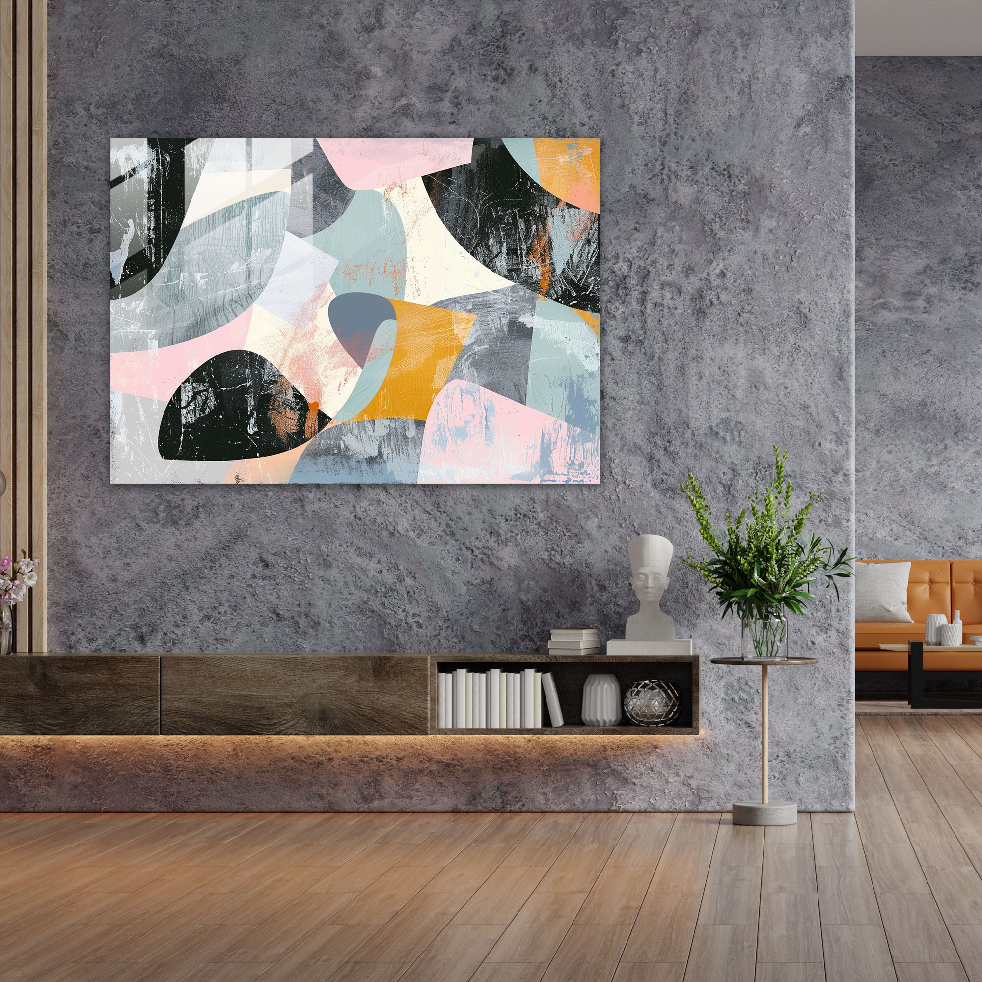 Pastel Shapes Glass Print - Abstract Collage - Abstract Art, Abstract Art, Modern Art, Glass Print