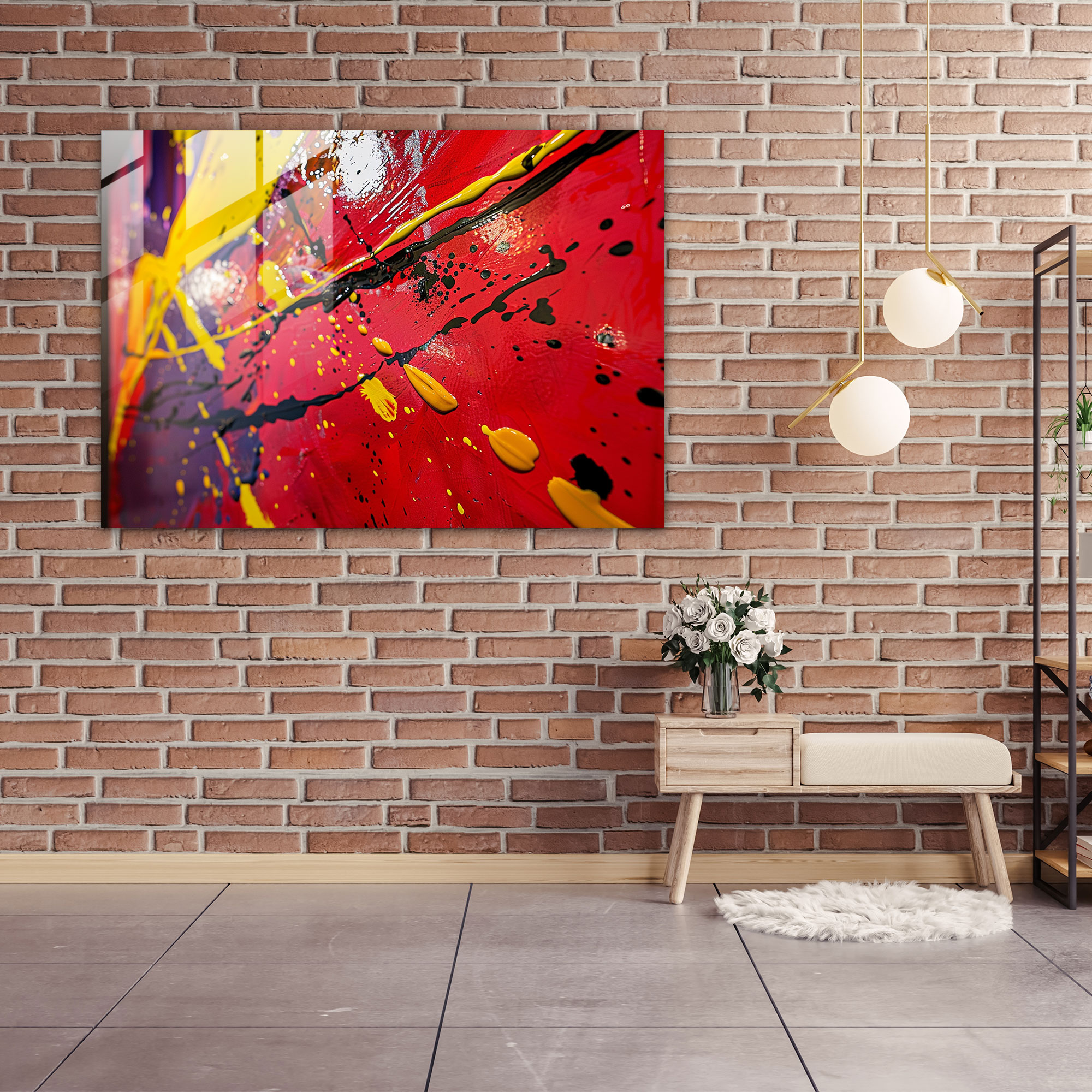 Energetic Color Splatter Glass Wall Art - Abstract Art, Color Splatter, Energetic Composition, Abstract Art