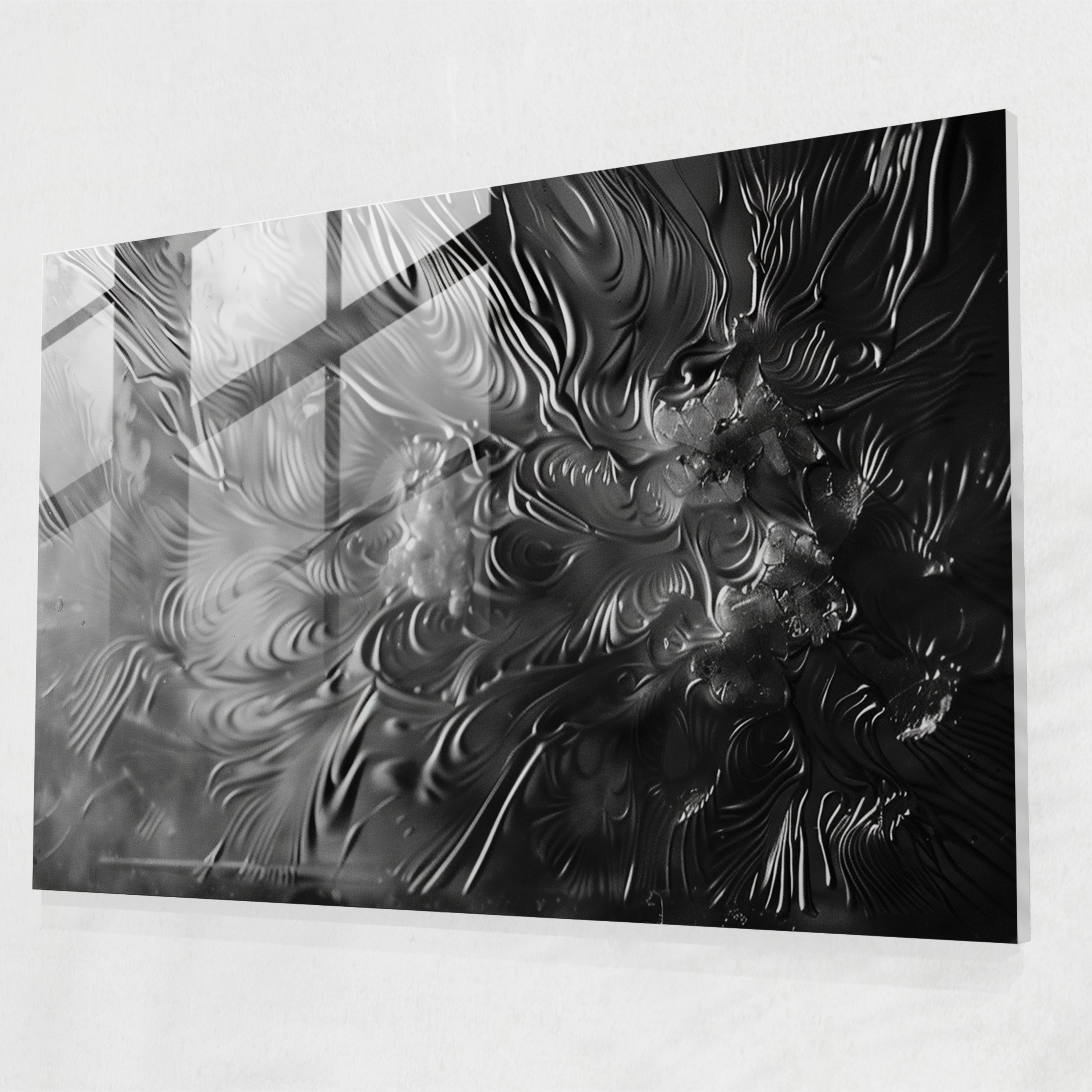 Monochromatic Texture Glass Print - Abstract Art, Glass Print, Home Decoration, Dynamic Texture