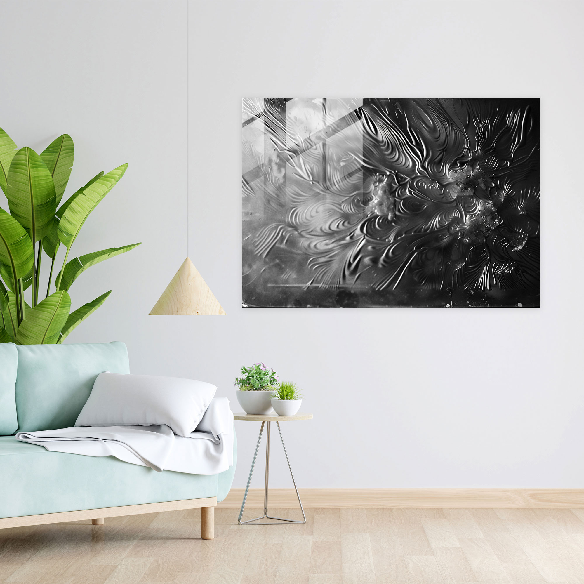 Monochromatic Texture Glass Print - Abstract Art, Glass Print, Home Decoration, Dynamic Texture
