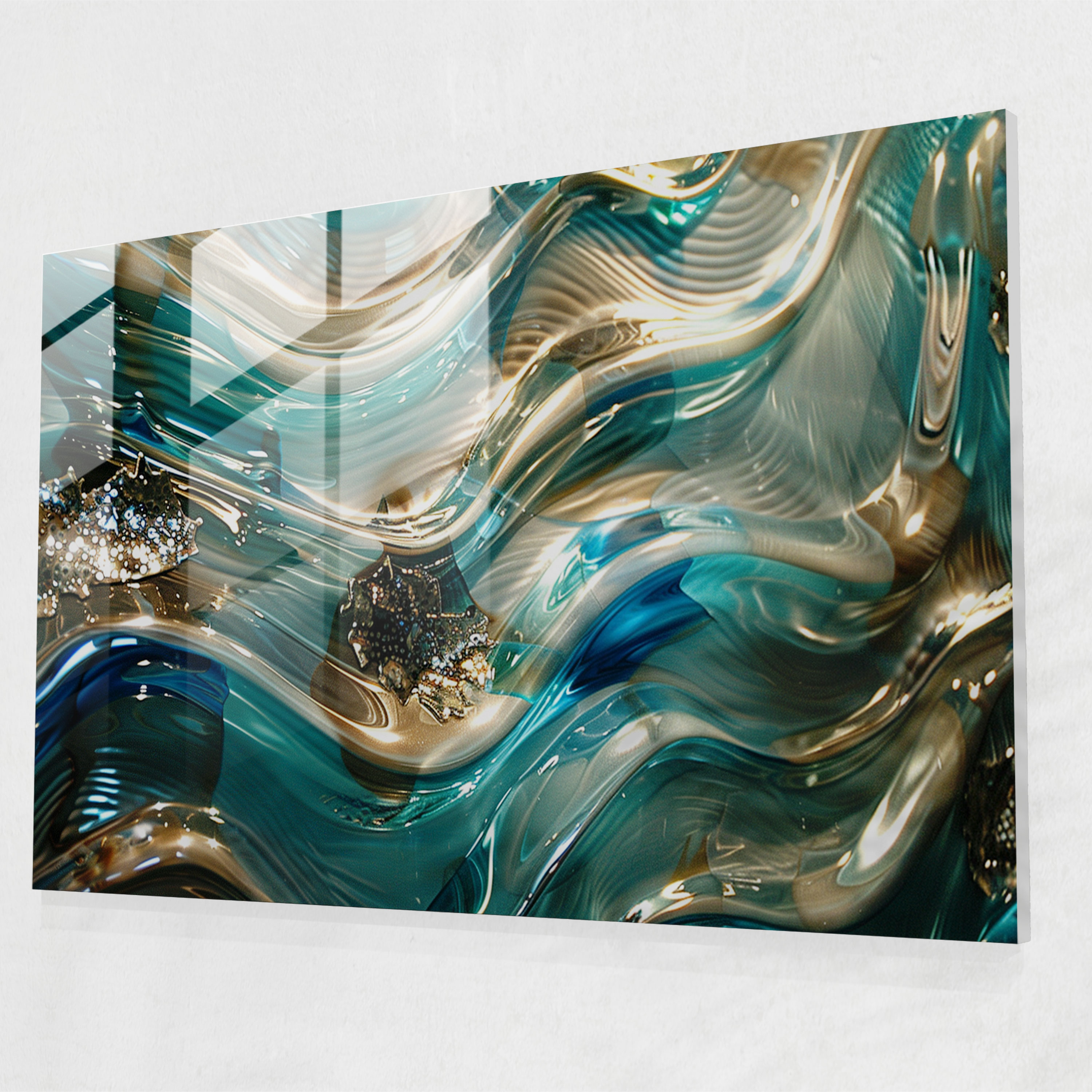 Metallic Fluid Glass Art - Abstract Art, Modern Art, Home Decoration, Fluid Movement