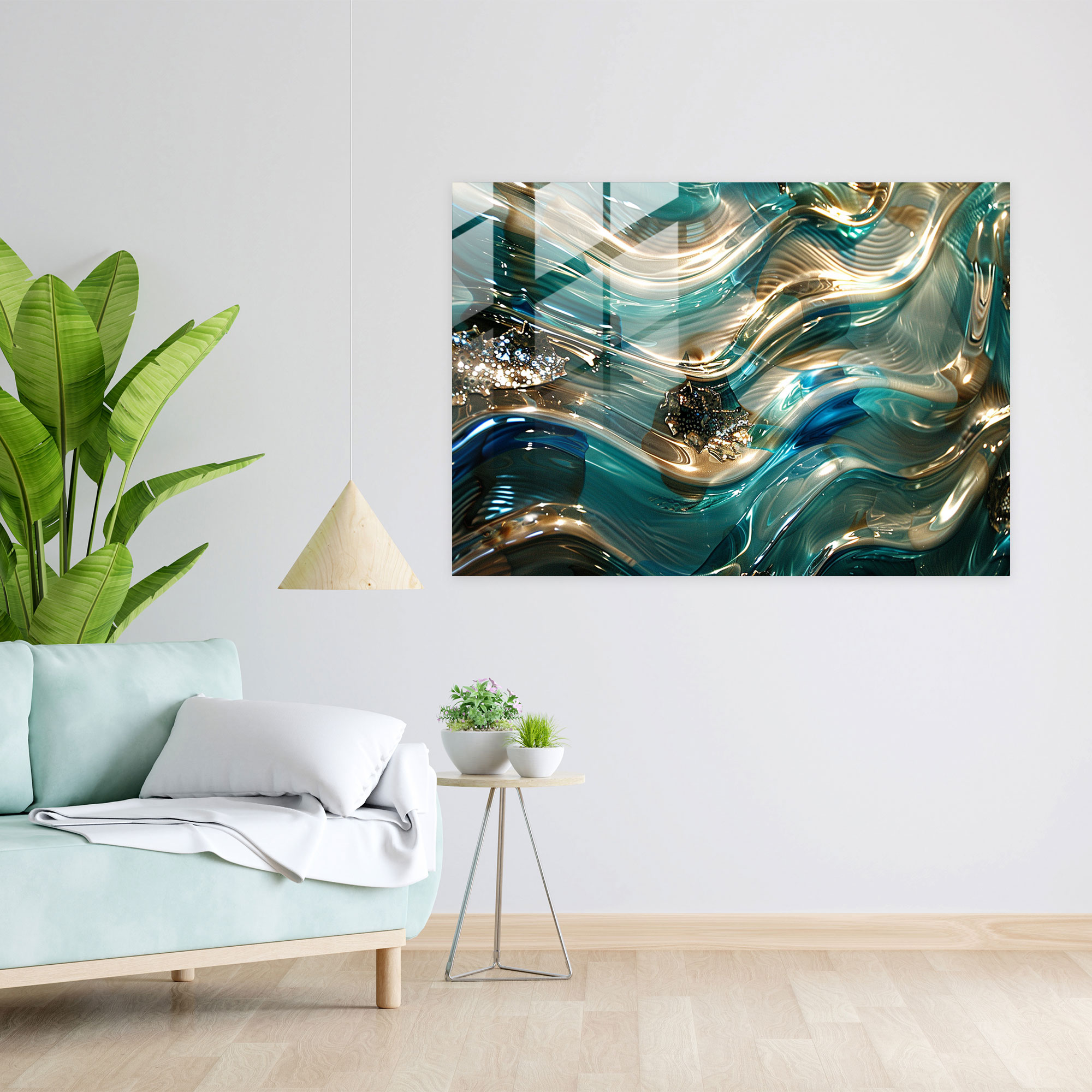 Metallic Fluid Glass Art - Abstract Art, Modern Art, Home Decoration, Fluid Movement