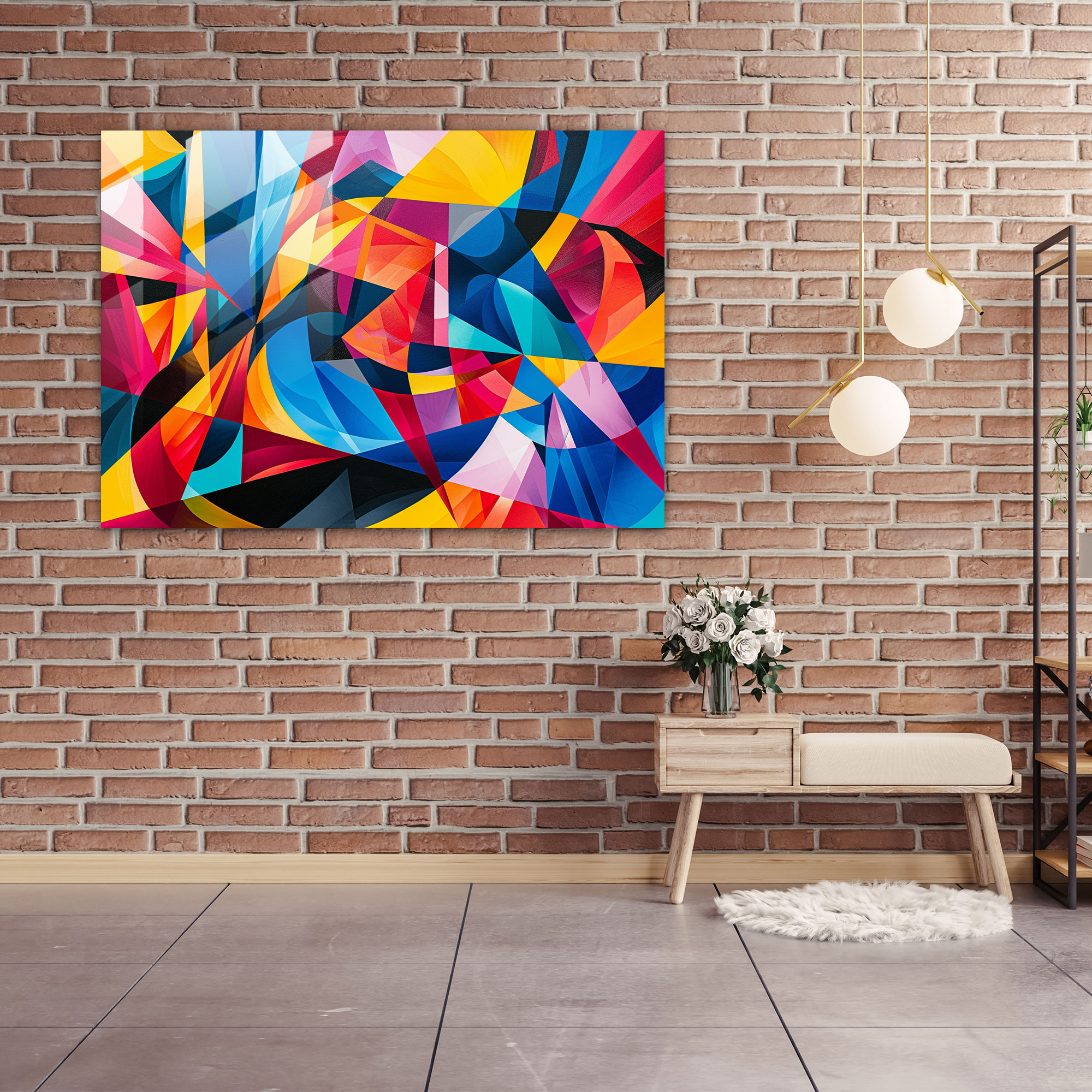 Abstract Art Glass Print - Abstract Art, Home Decoration, Geometric Shapes, Glass Print