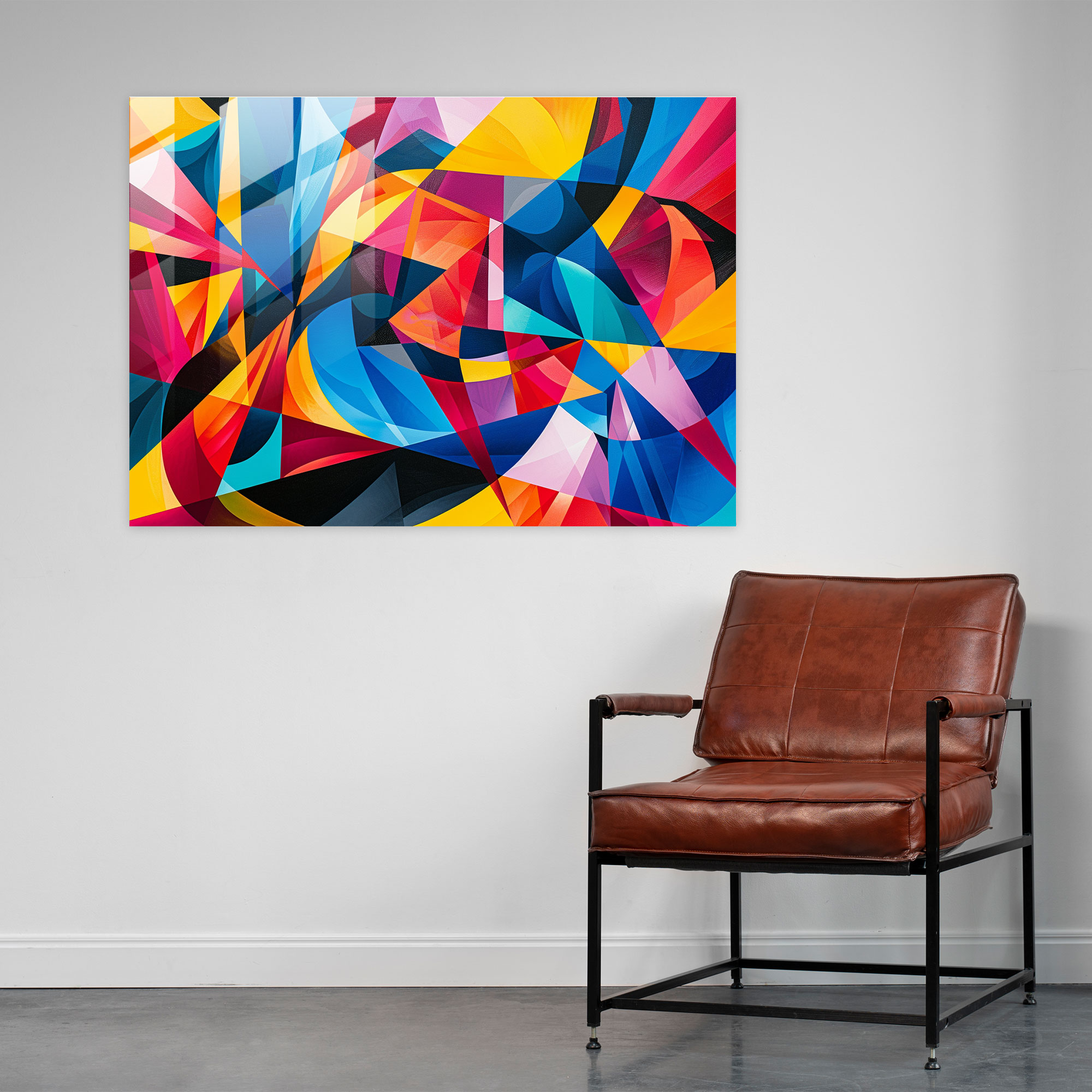 Abstract Art Glass Print - Abstract Art, Home Decoration, Geometric Shapes, Glass Print