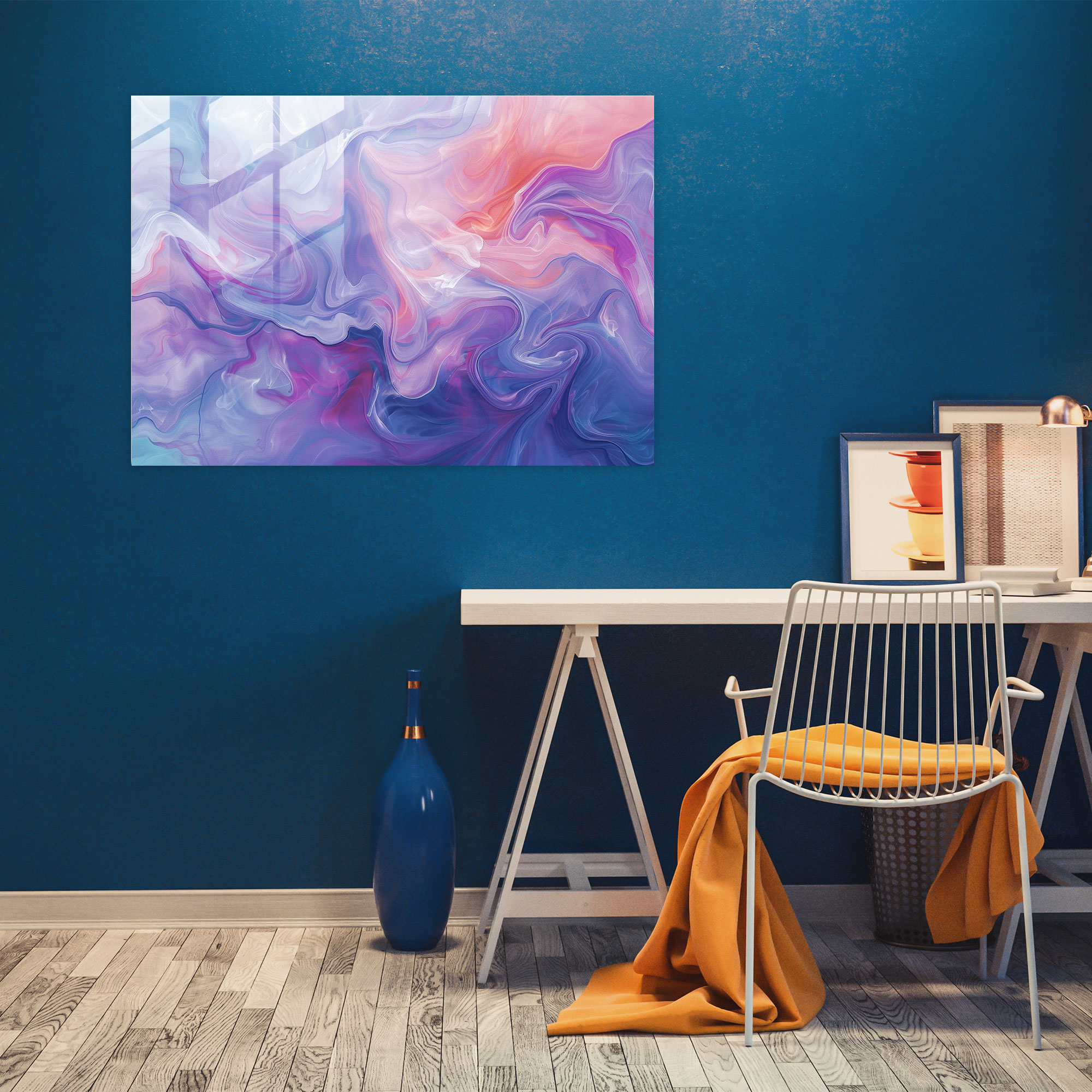Fluid Motion Glass Wall Art - Abstract Art, Pastel Palette, Abstract Art, Home Decoration
