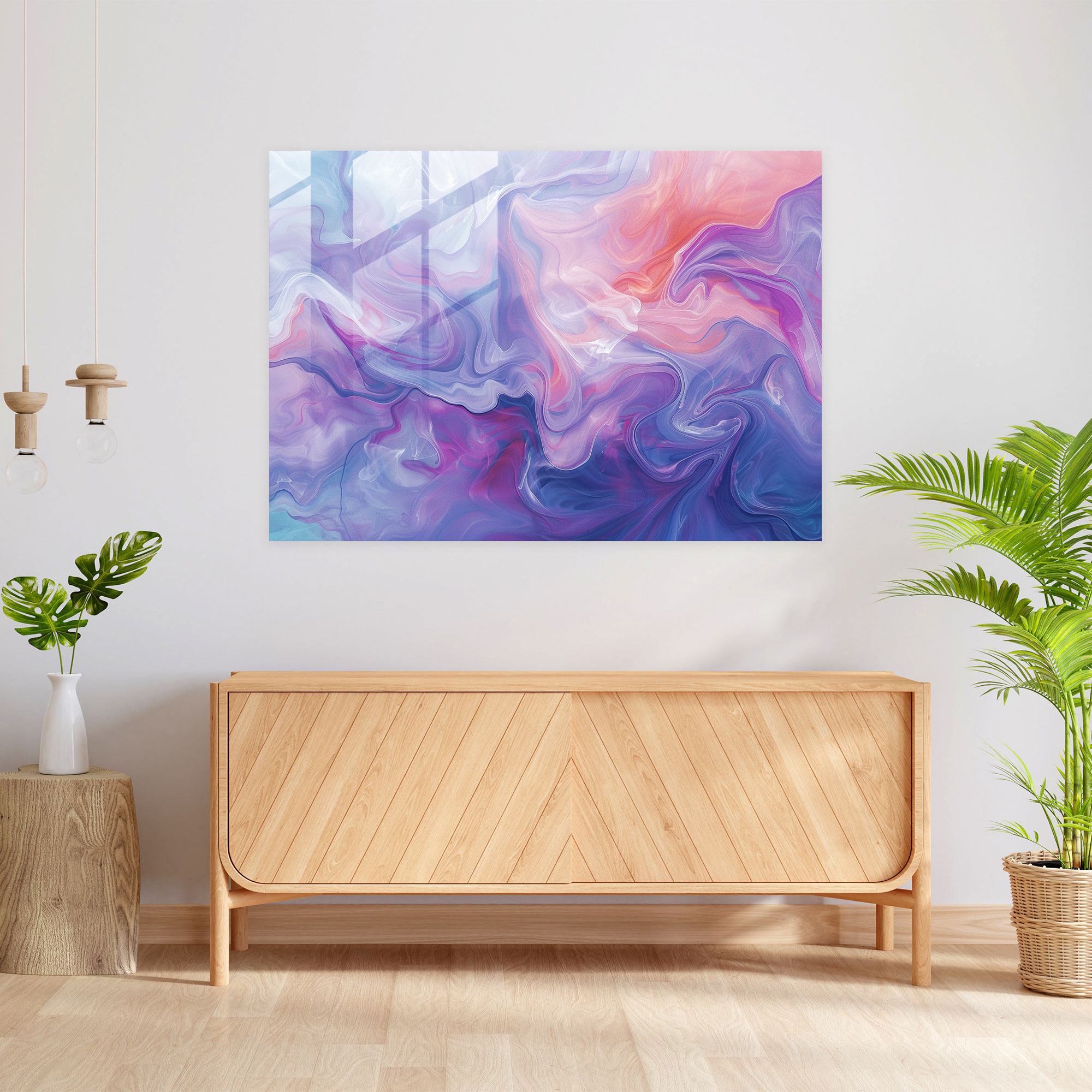 Fluid Motion Glass Wall Art - Abstract Art, Pastel Palette, Abstract Art, Home Decoration