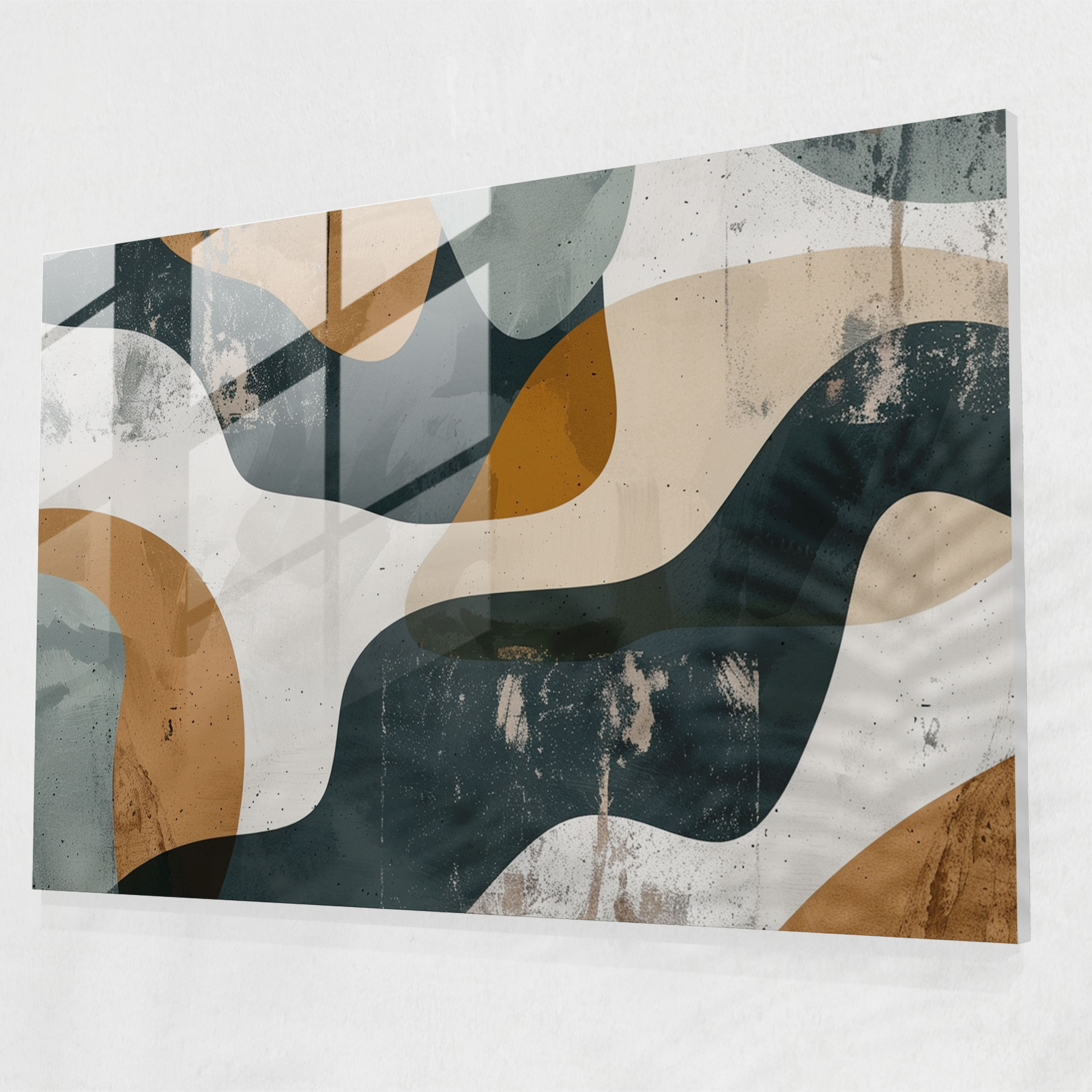 Organic Shapes Glass Print - Abstract Art, Abstract Art, Earth Tones, Home Decoration