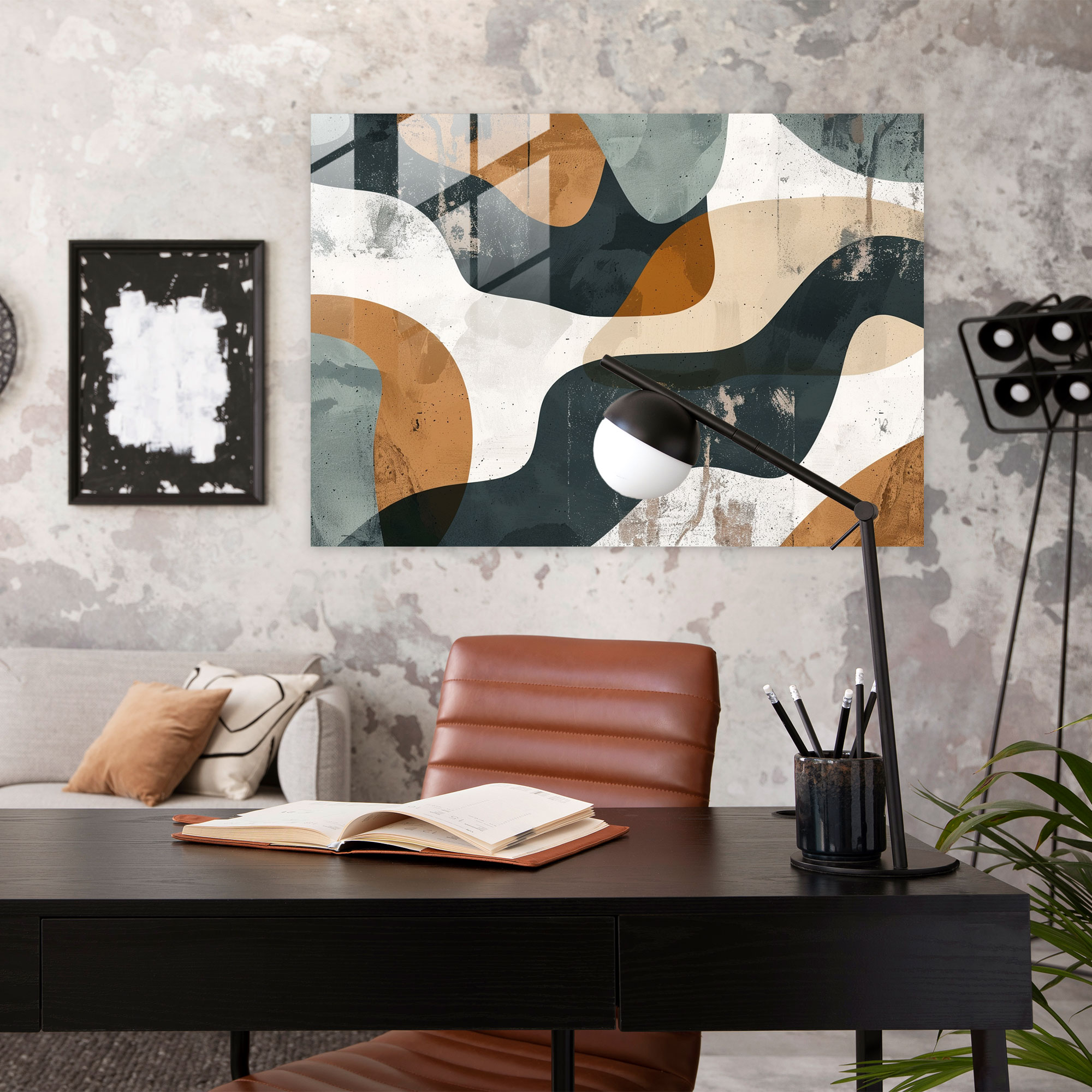 Organic Shapes Glass Print - Abstract Art, Abstract Art, Earth Tones, Home Decoration
